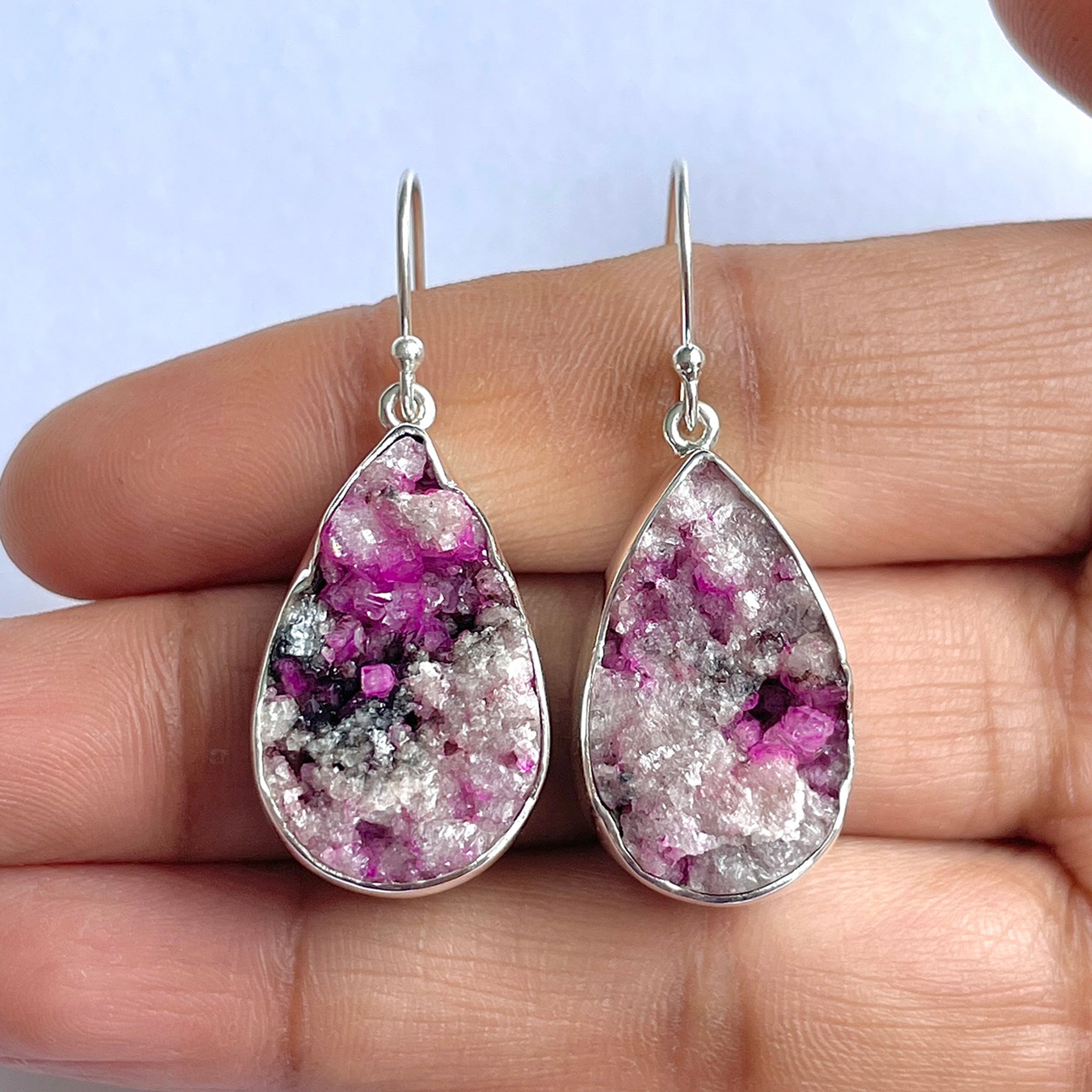 Cobalt Calcite Druzy Earring-(CBC-3-18)