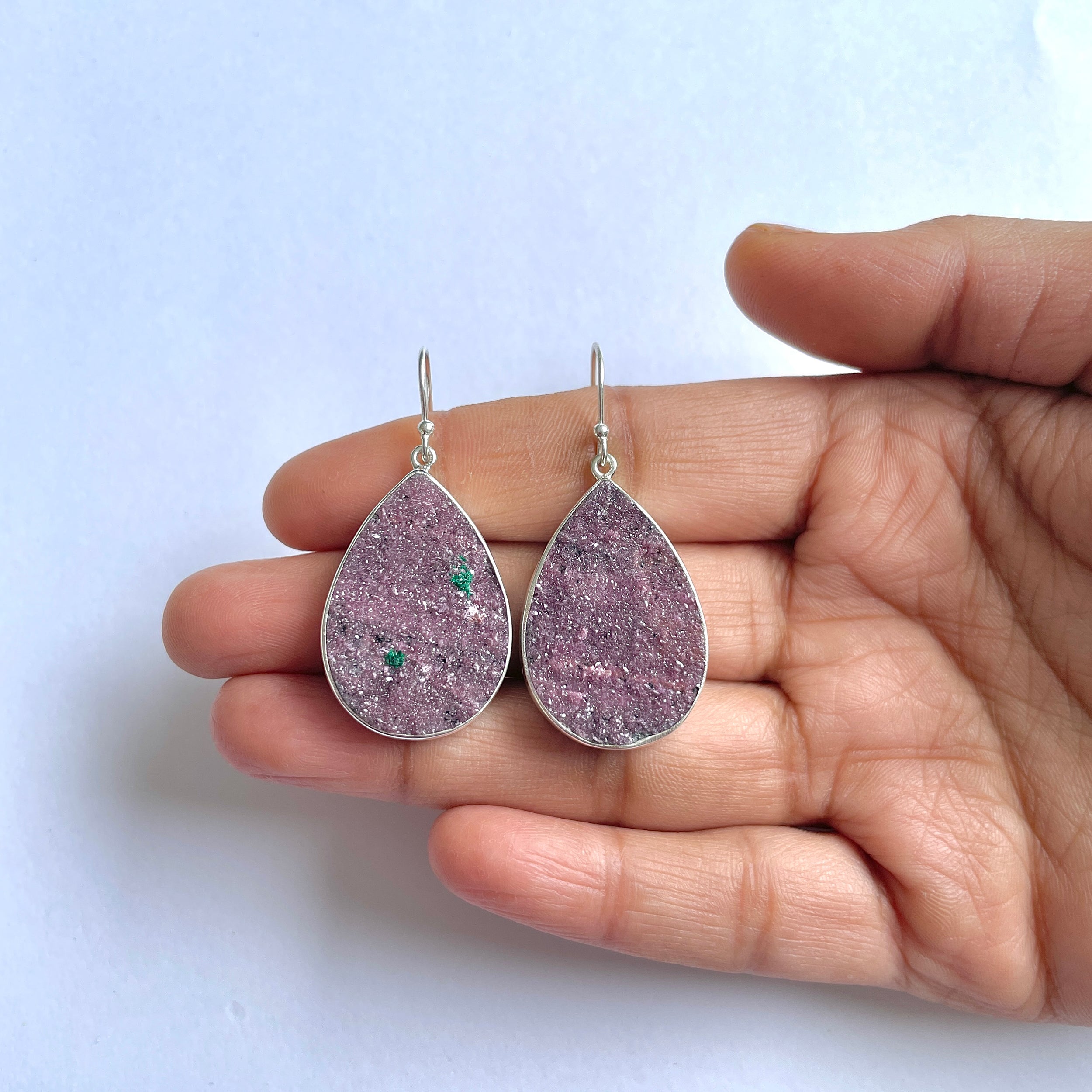 Cobalt Calcite Druzy Earring-(CBC-3-19)