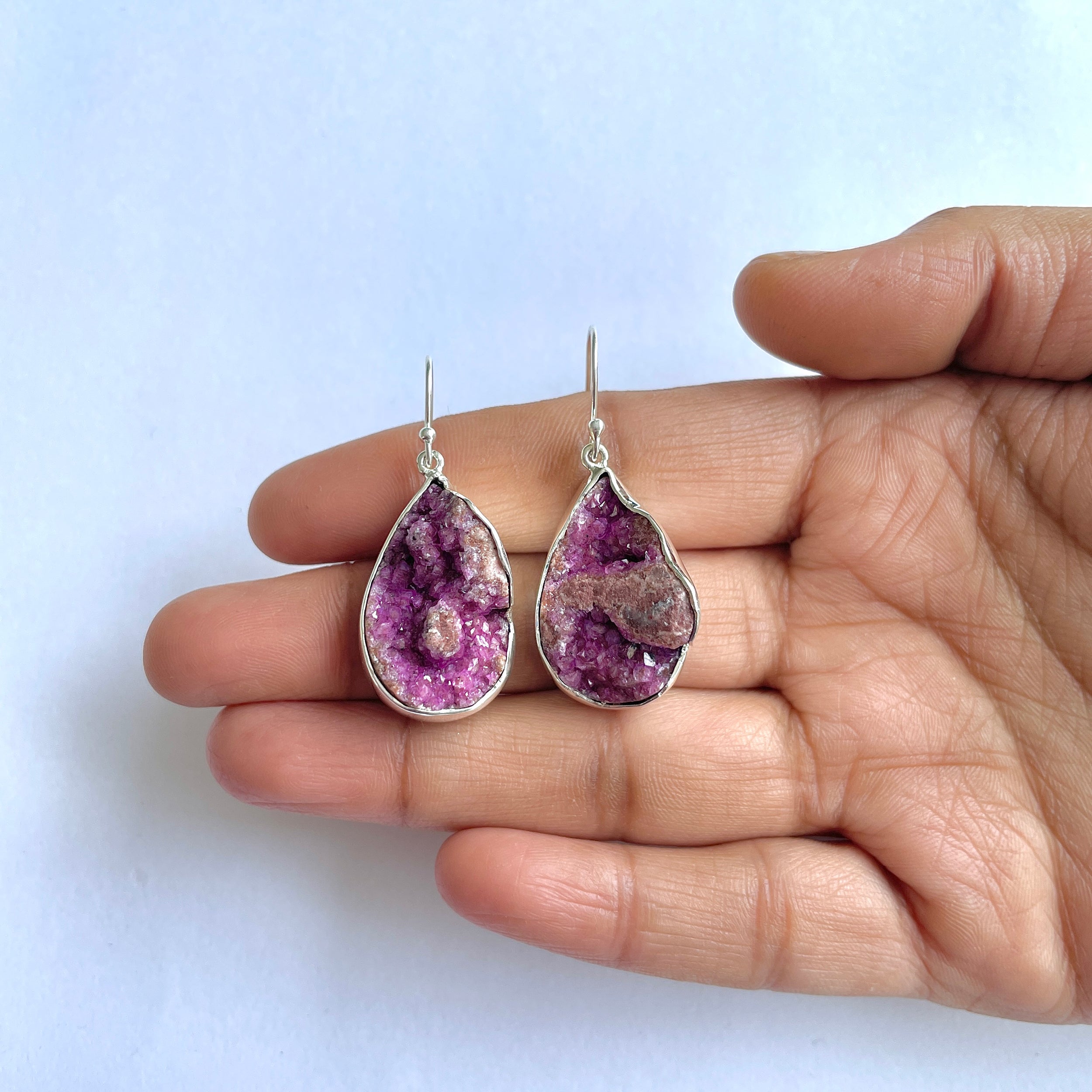Cobalt Calcite Druzy Earring-(CBC-3-8)