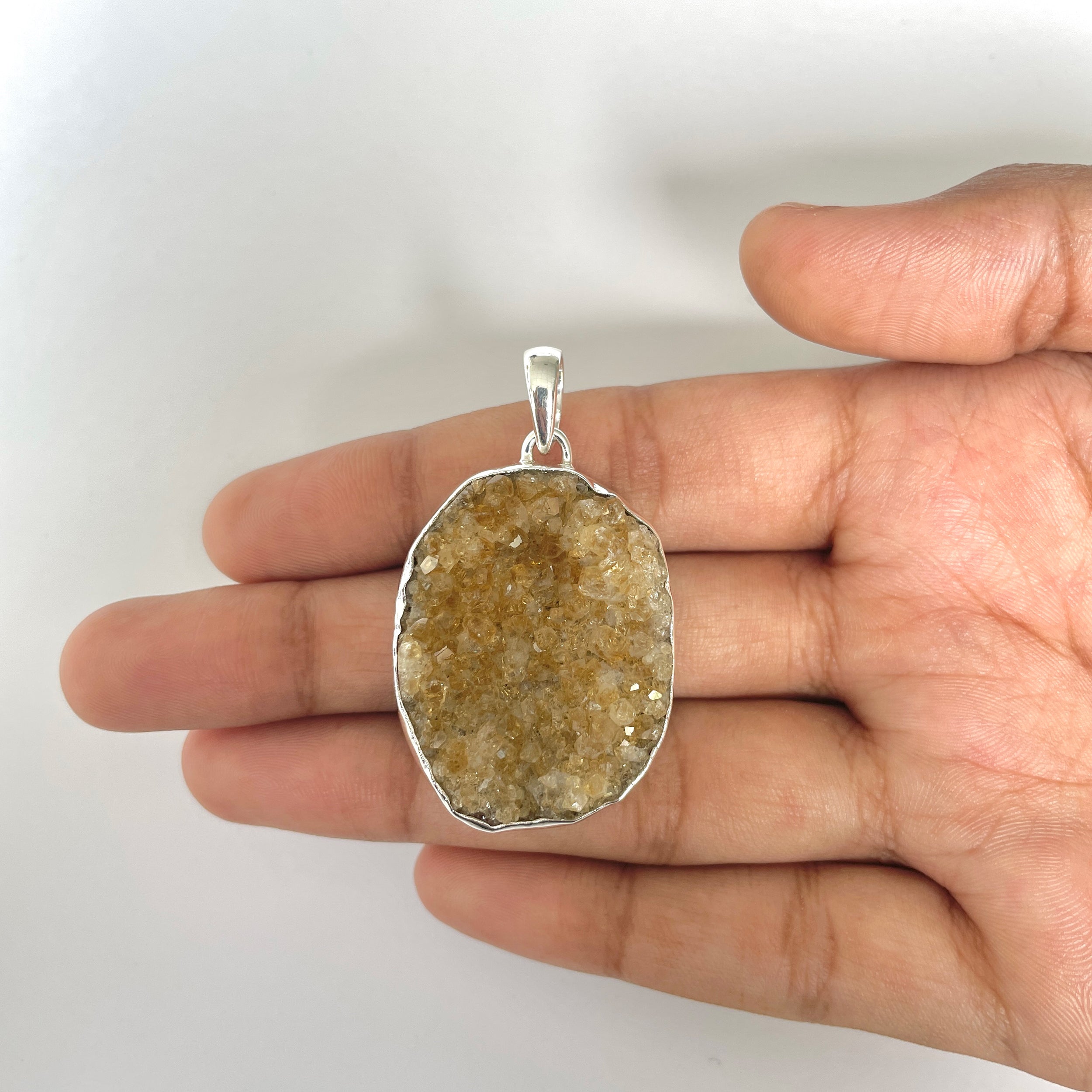 Citrine Druzy Pendant-(CTD-1-13)