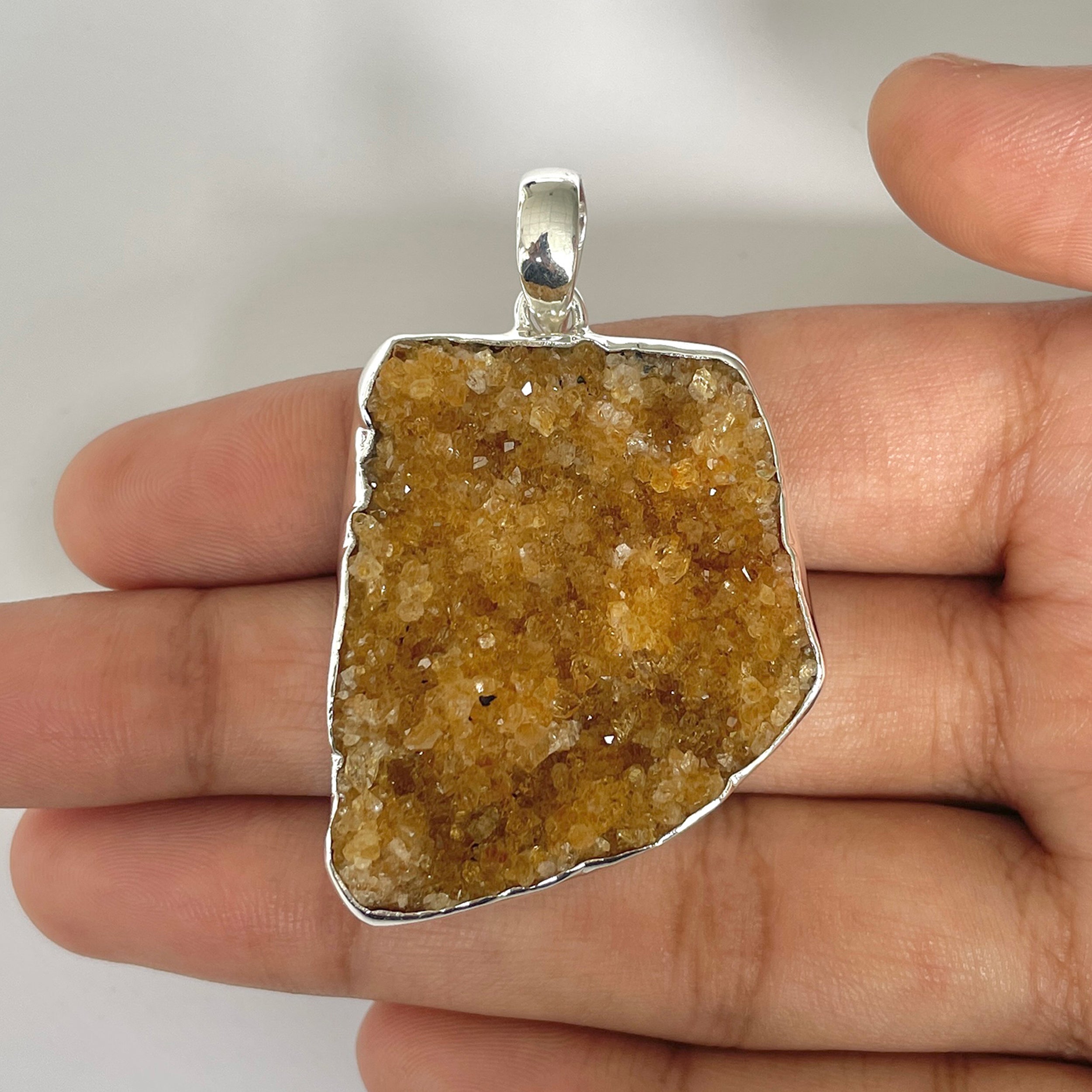 Citrine Druzy Pendant-(CTD-1-15)