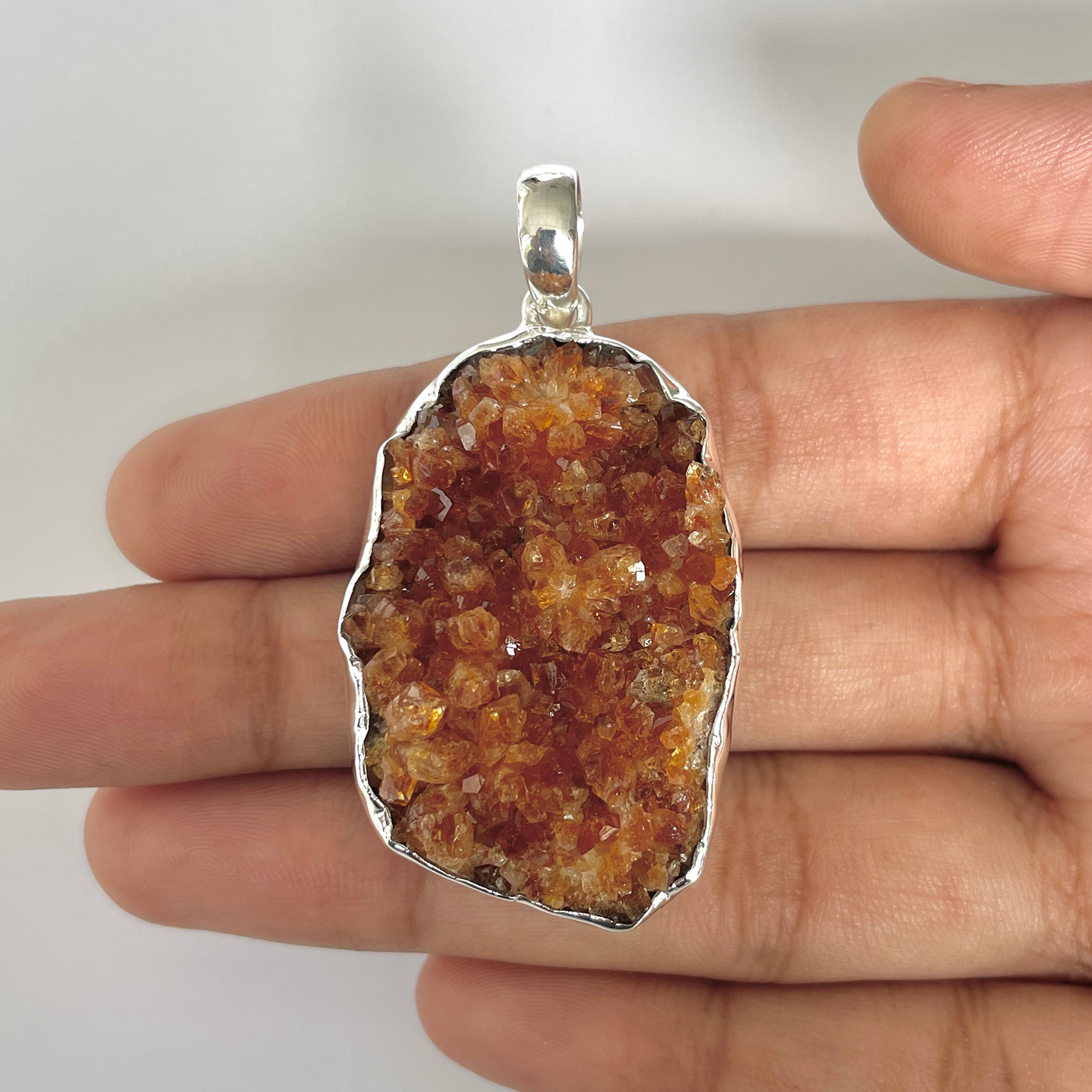 Citrine Druzy Pendant-(CTD-1-18)