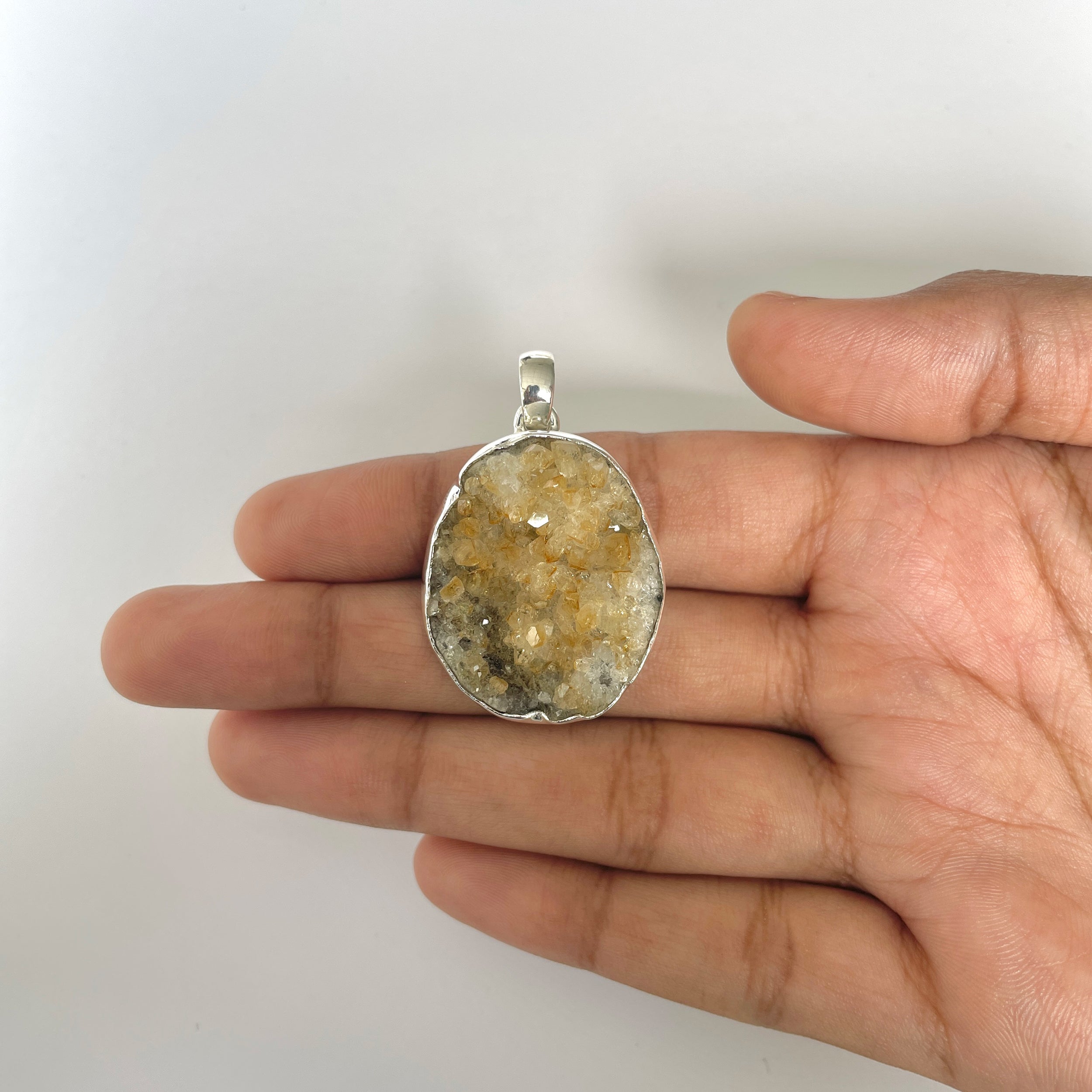 Citrine Druzy Pendant-(CTD-1-19)