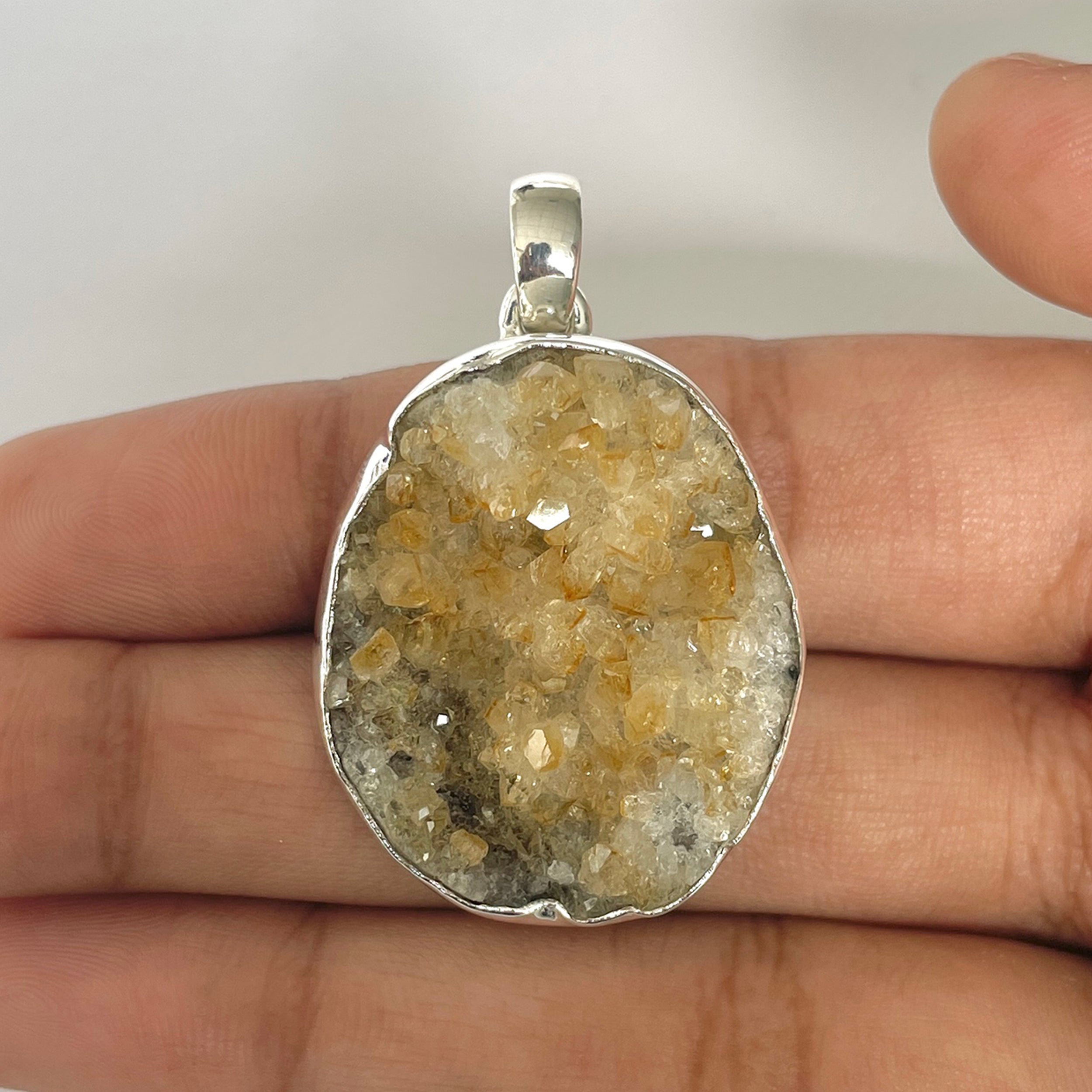 Citrine Druzy Pendant-(CTD-1-19)