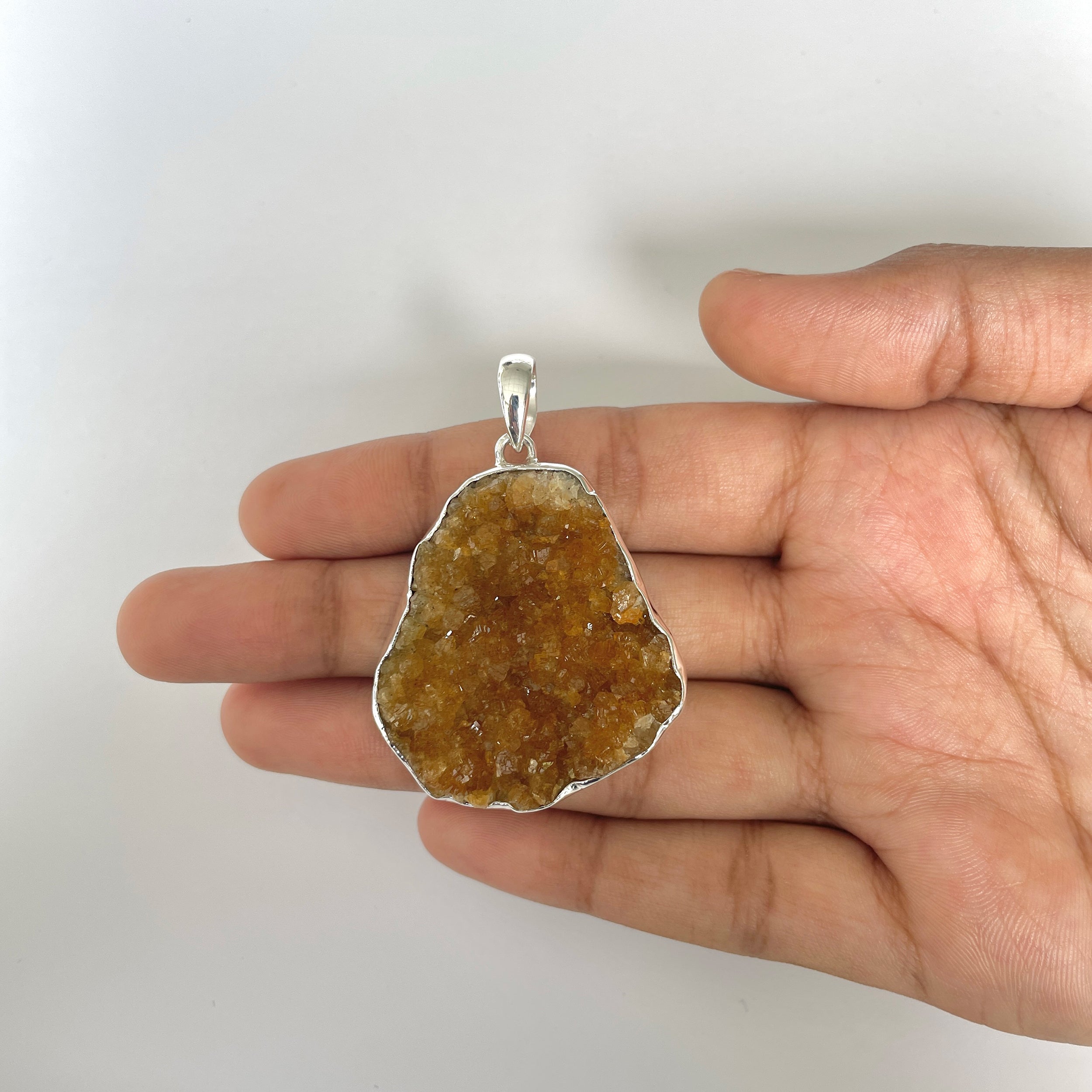 Citrine Druzy Pendant-(CTD-1-22)