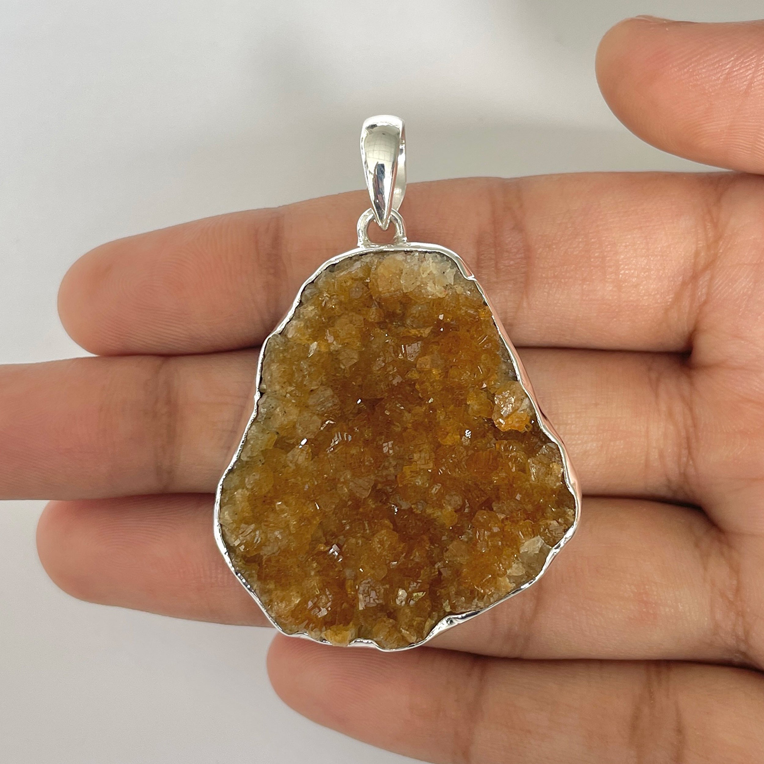 Citrine Druzy Pendant-(CTD-1-22)