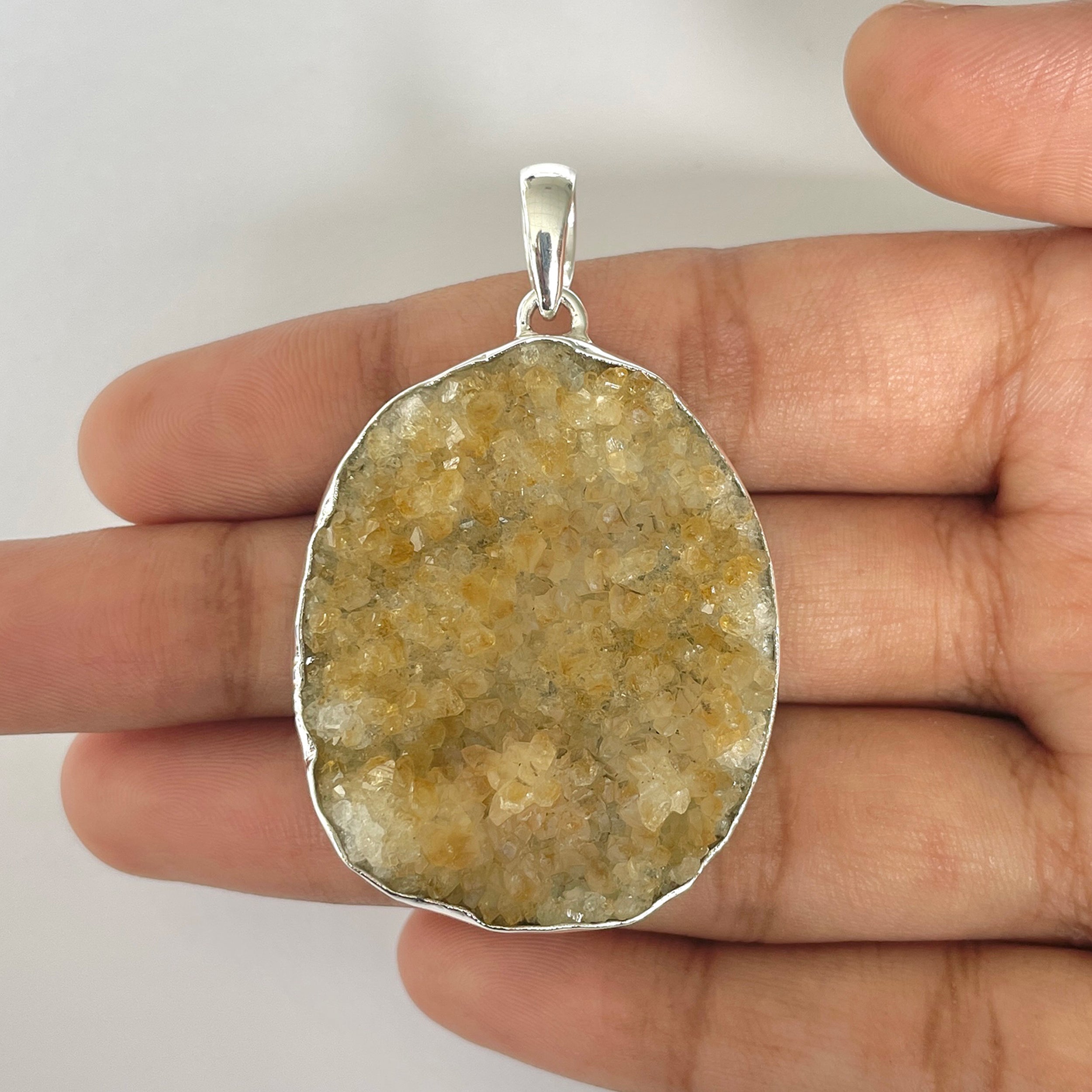 Citrine Druzy Pendant-(CTD-1-23)