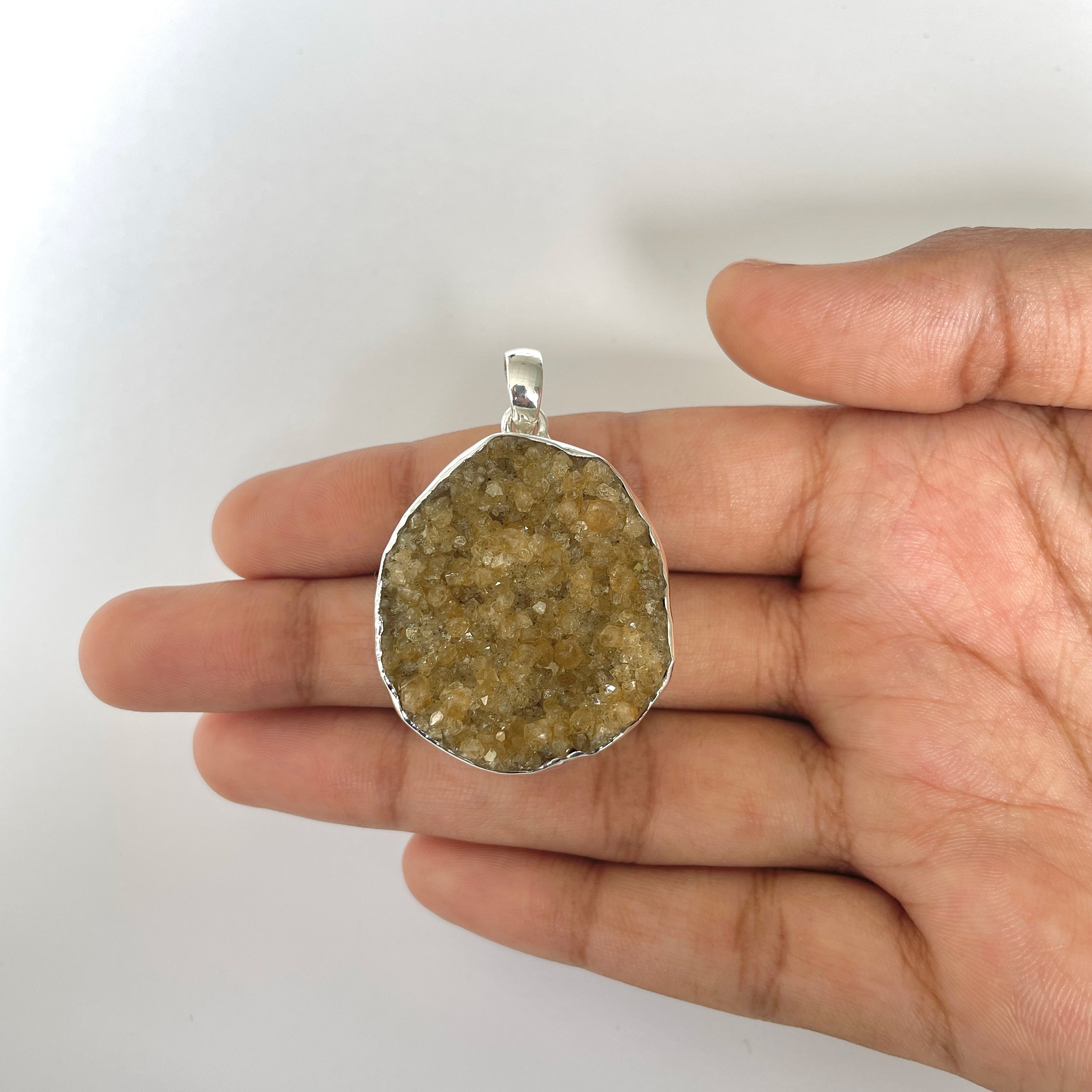 Citrine Druzy Pendant-(CTD-1-29)