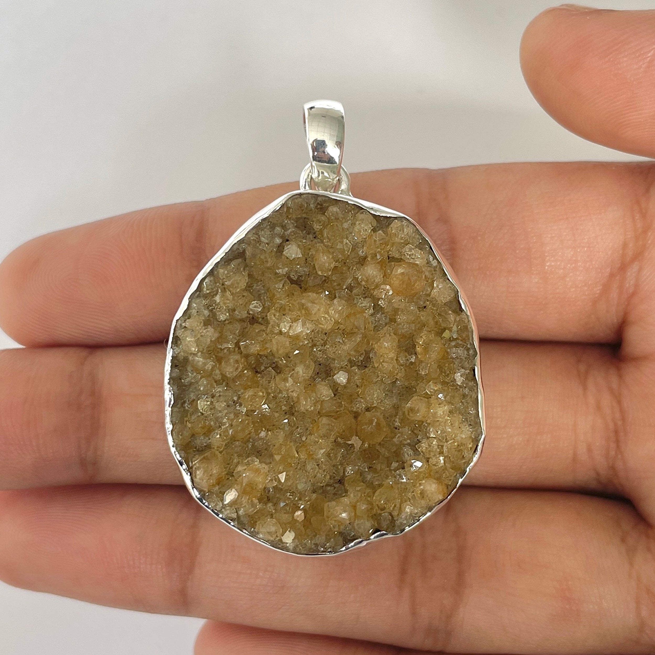 Citrine Druzy Pendant-(CTD-1-29)