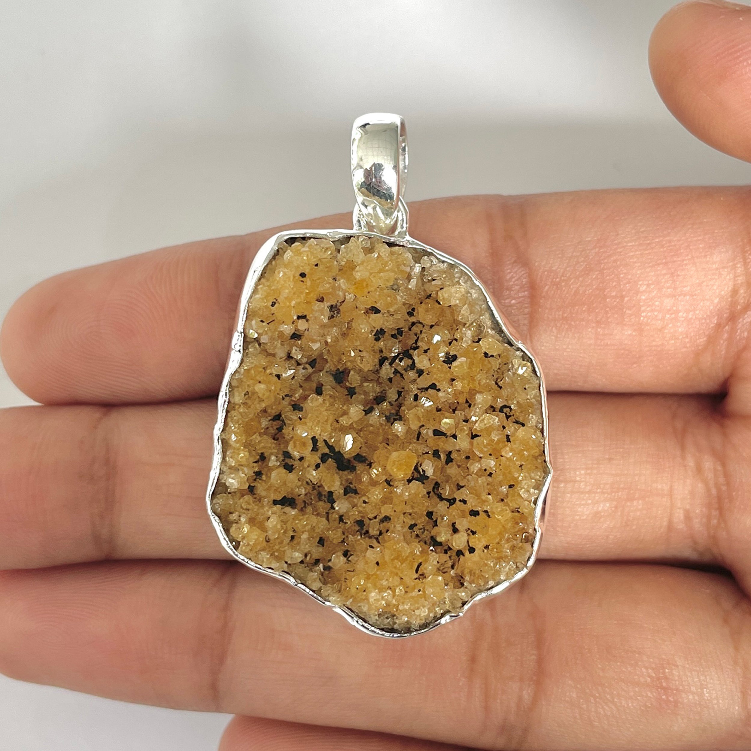 Citrine Druzy Pendant-(CTD-1-6)