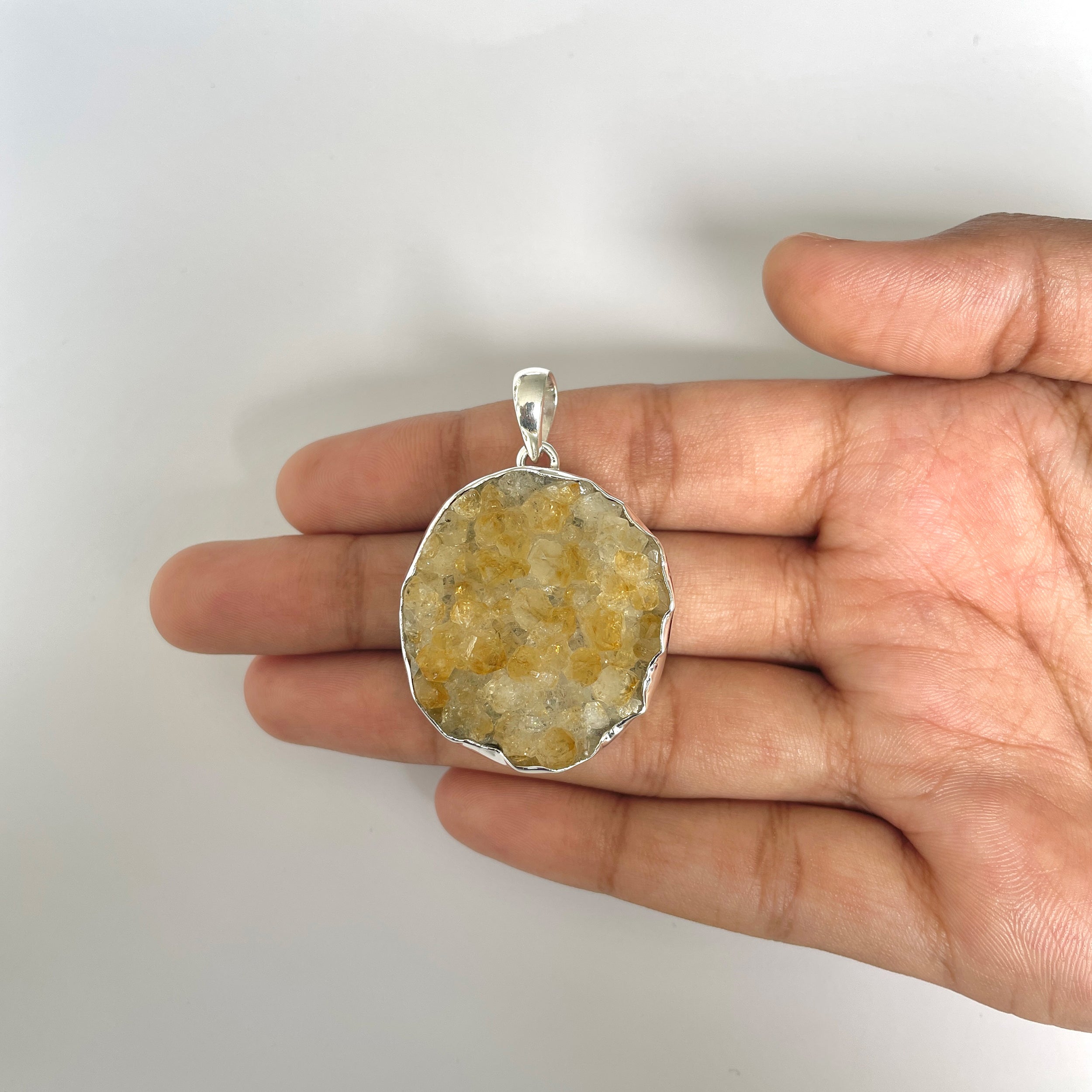 Citrine Druzy Pendant-(CTD-1-7)