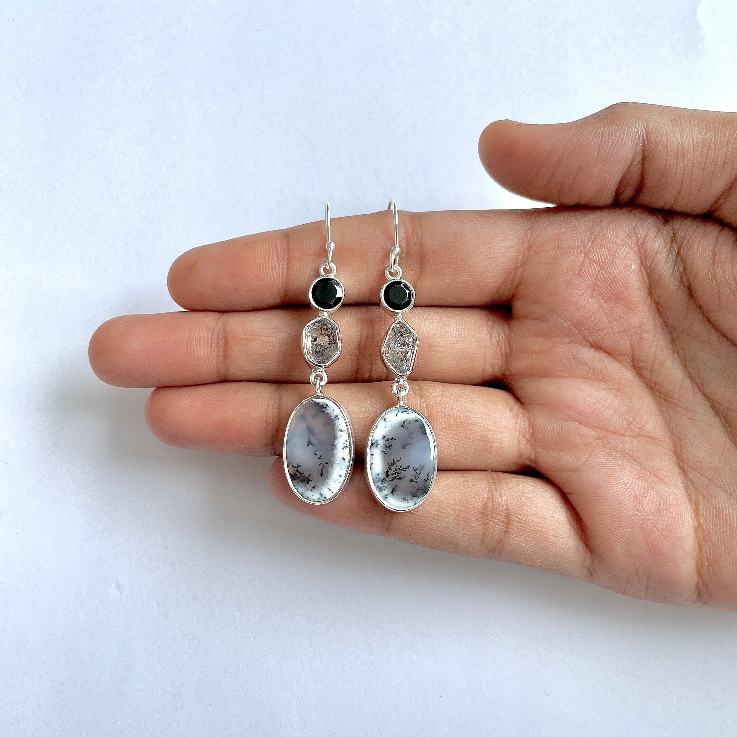 Dendritic Agate Earring-(DDA-3-3)
