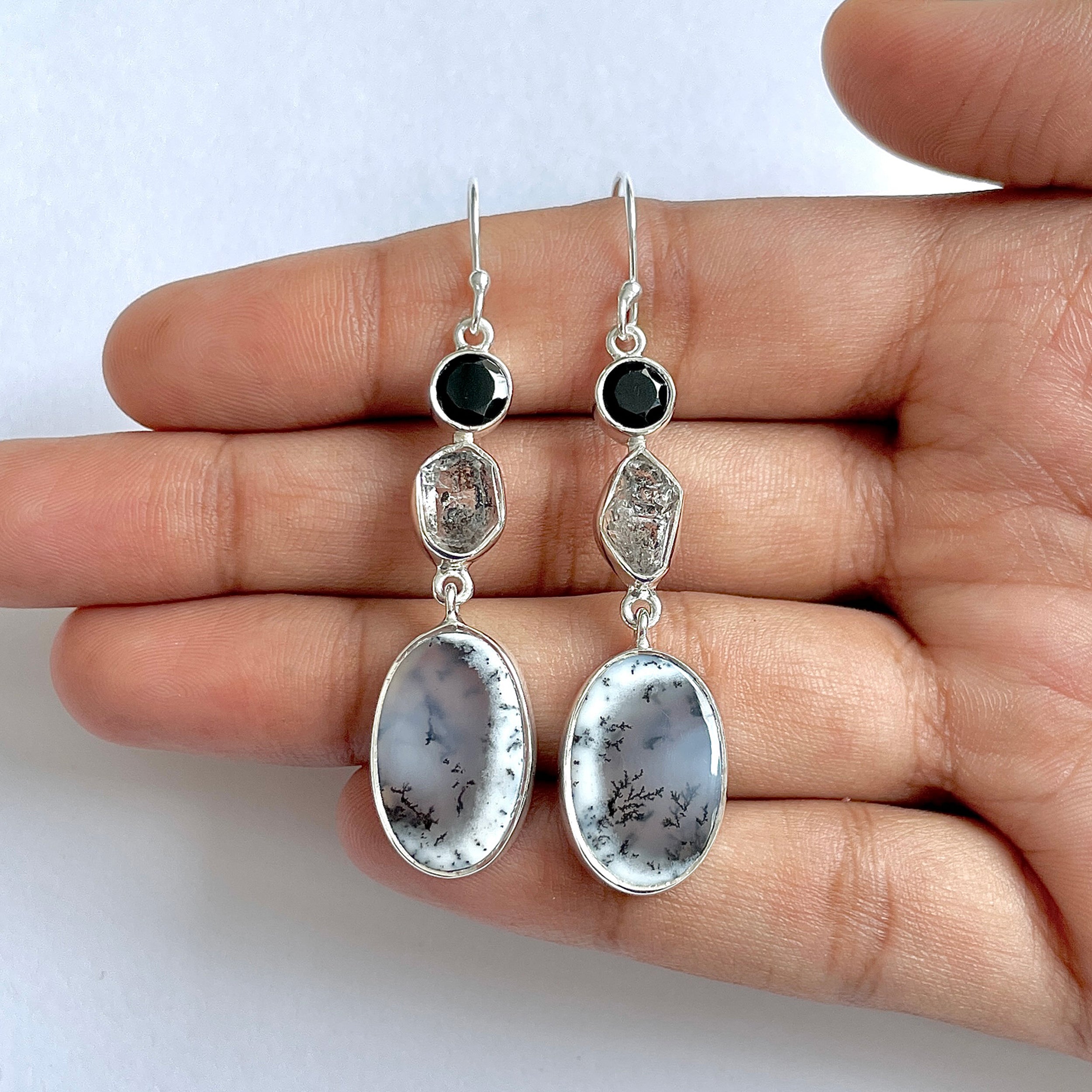 Dendritic Agate Earring-(DDA-3-3)