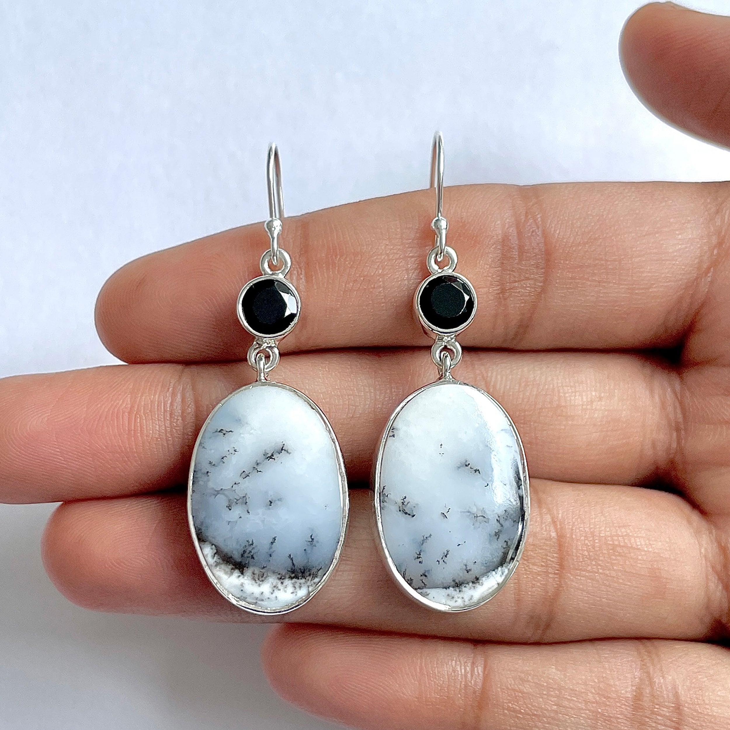 Dendritic Agate Earring-(DDA-3-44)