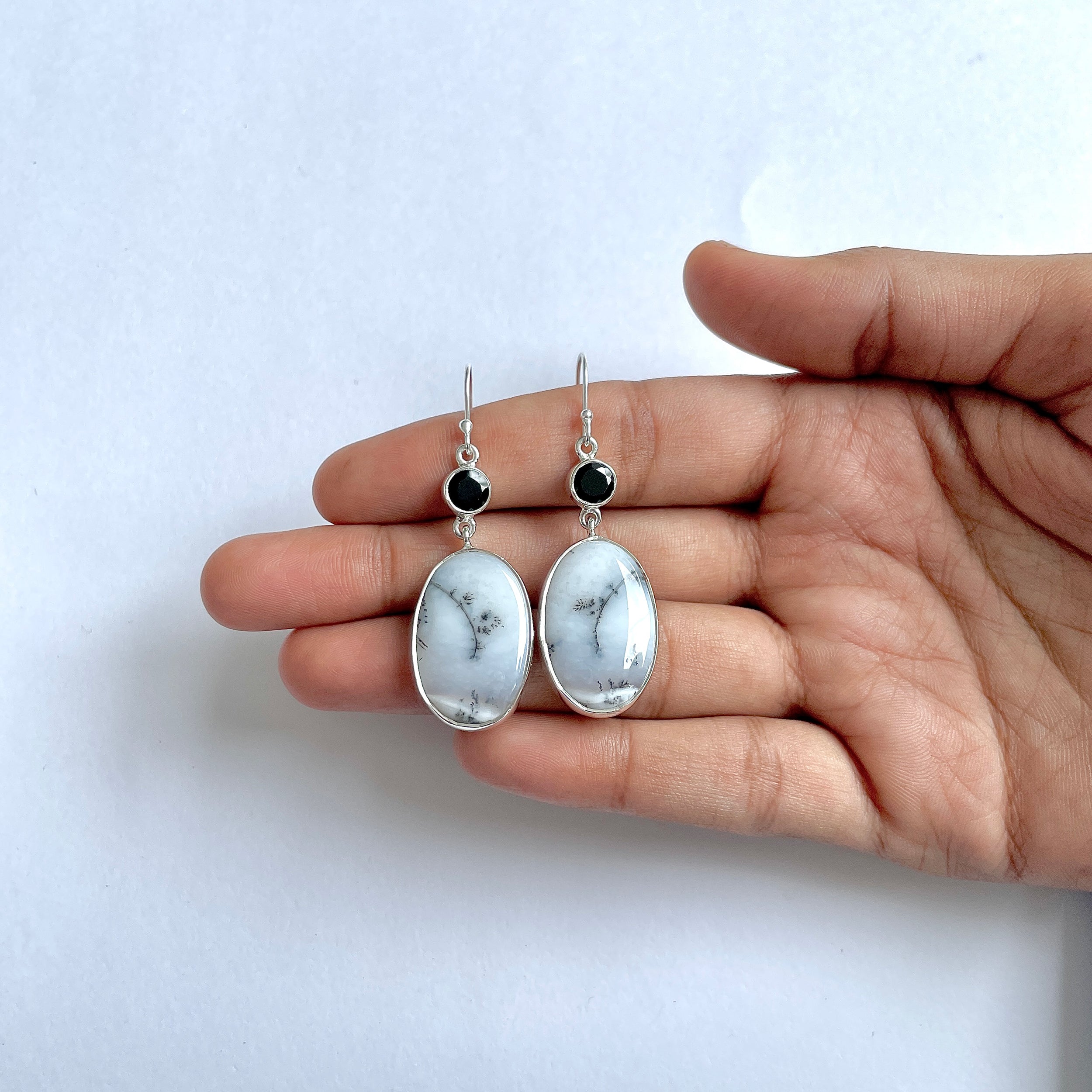 Dendritic Agate Earring-(DDA-3-57)