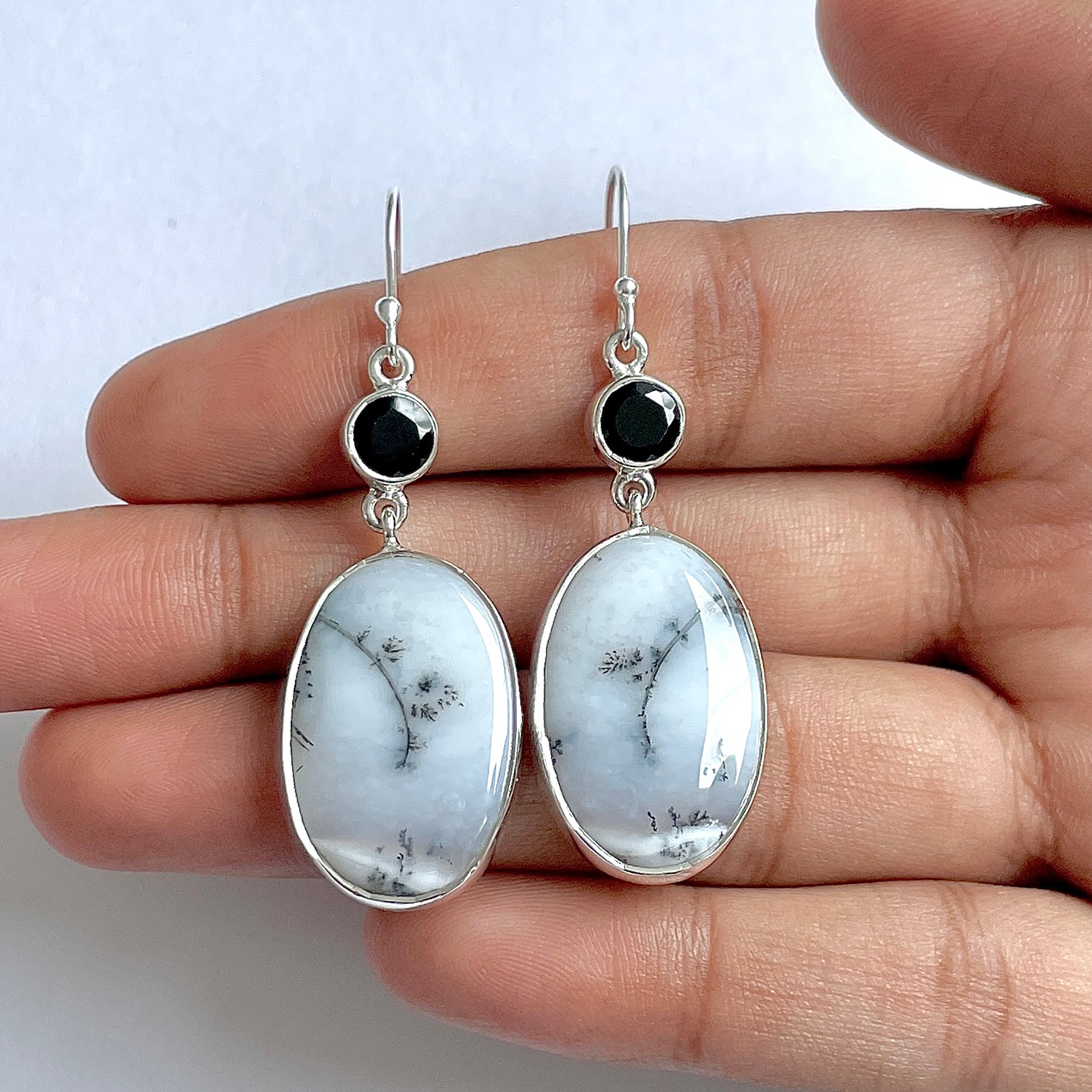 Dendritic Agate Earring-(DDA-3-57)