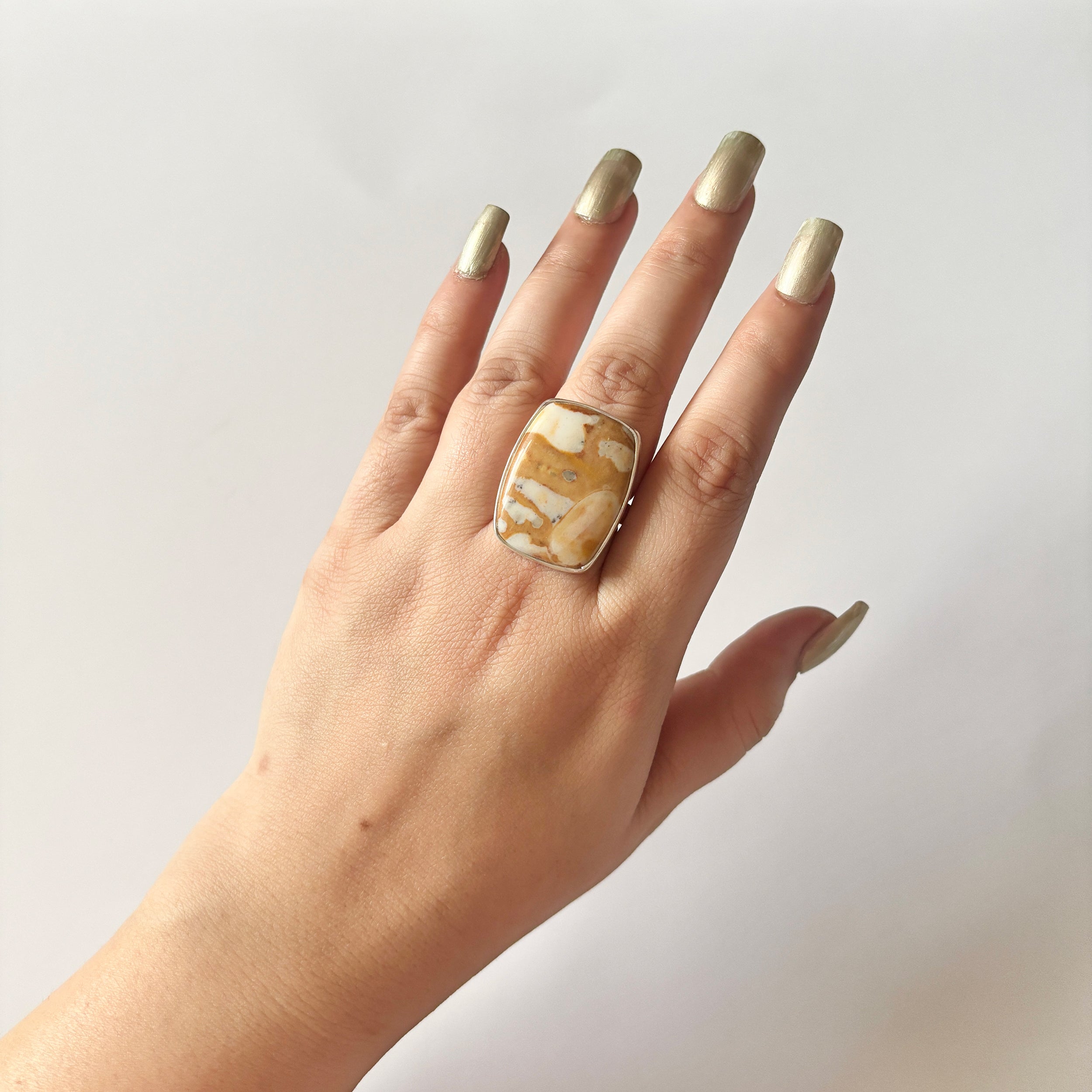 Deerfawn Jasper Ring-(DFJ-2-17)