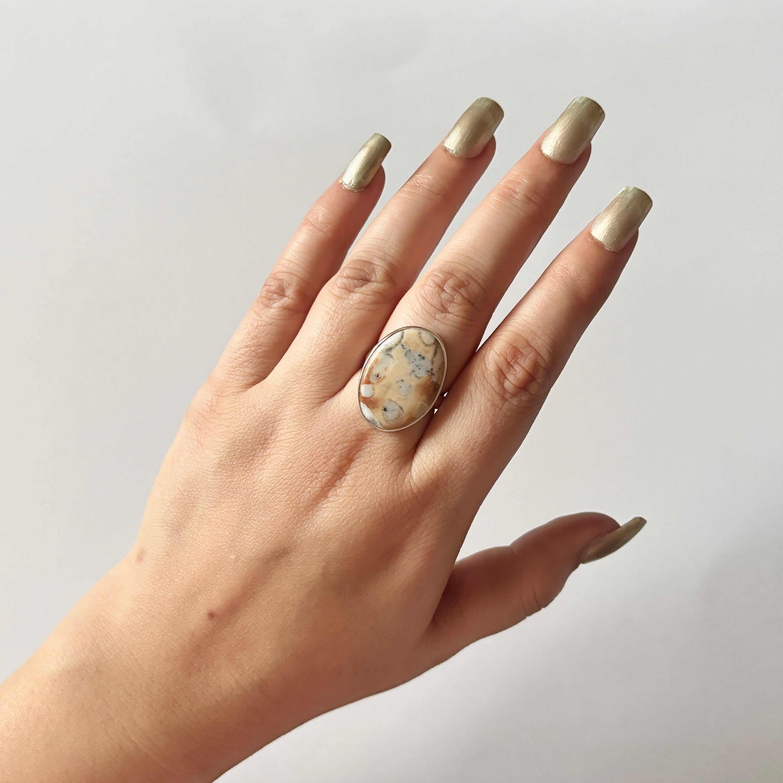 Deerfawn Jasper Ring-(DFJ-2-5)