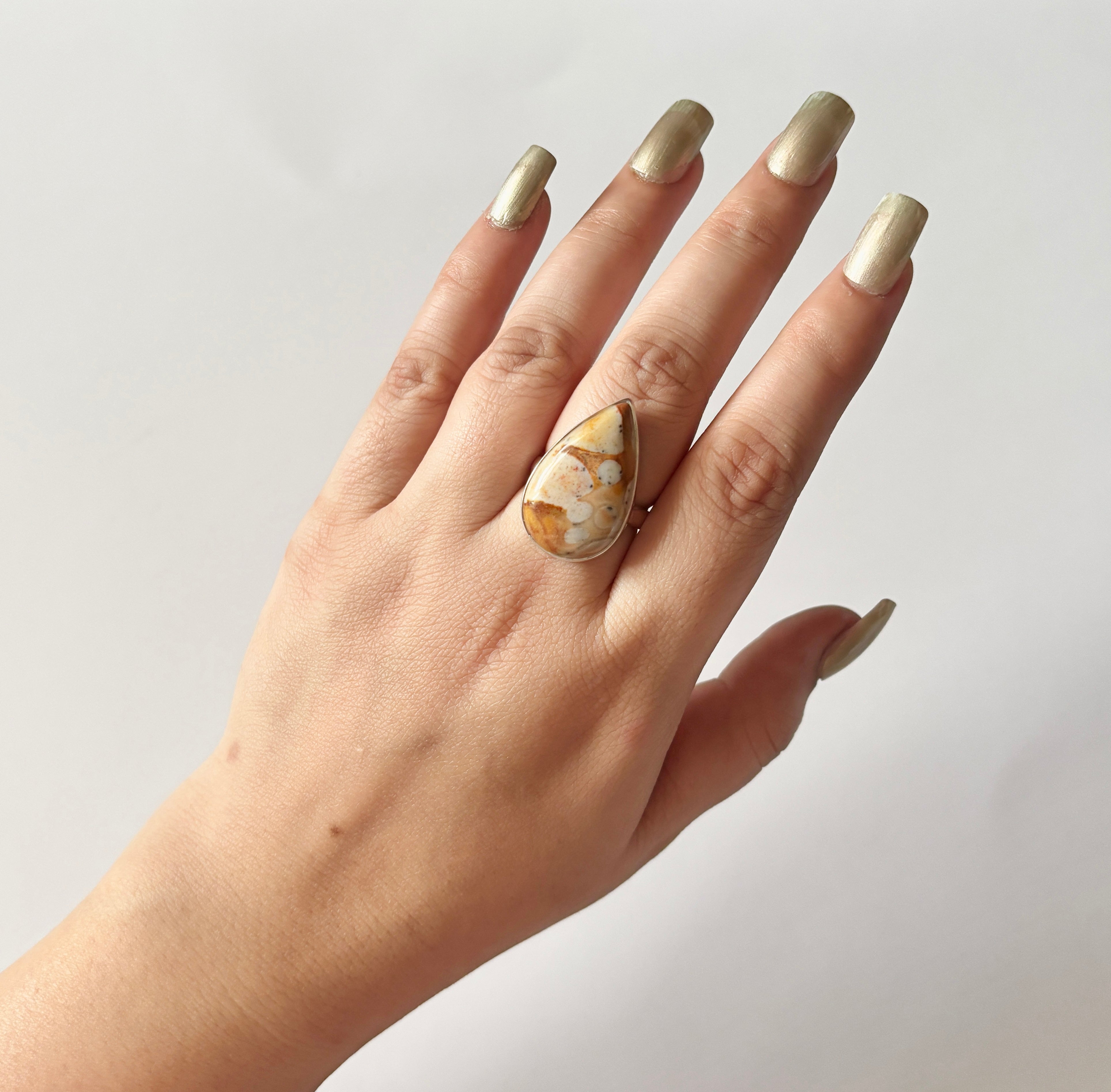 Deerfawn Jasper Ring-(DFJ-2-7)