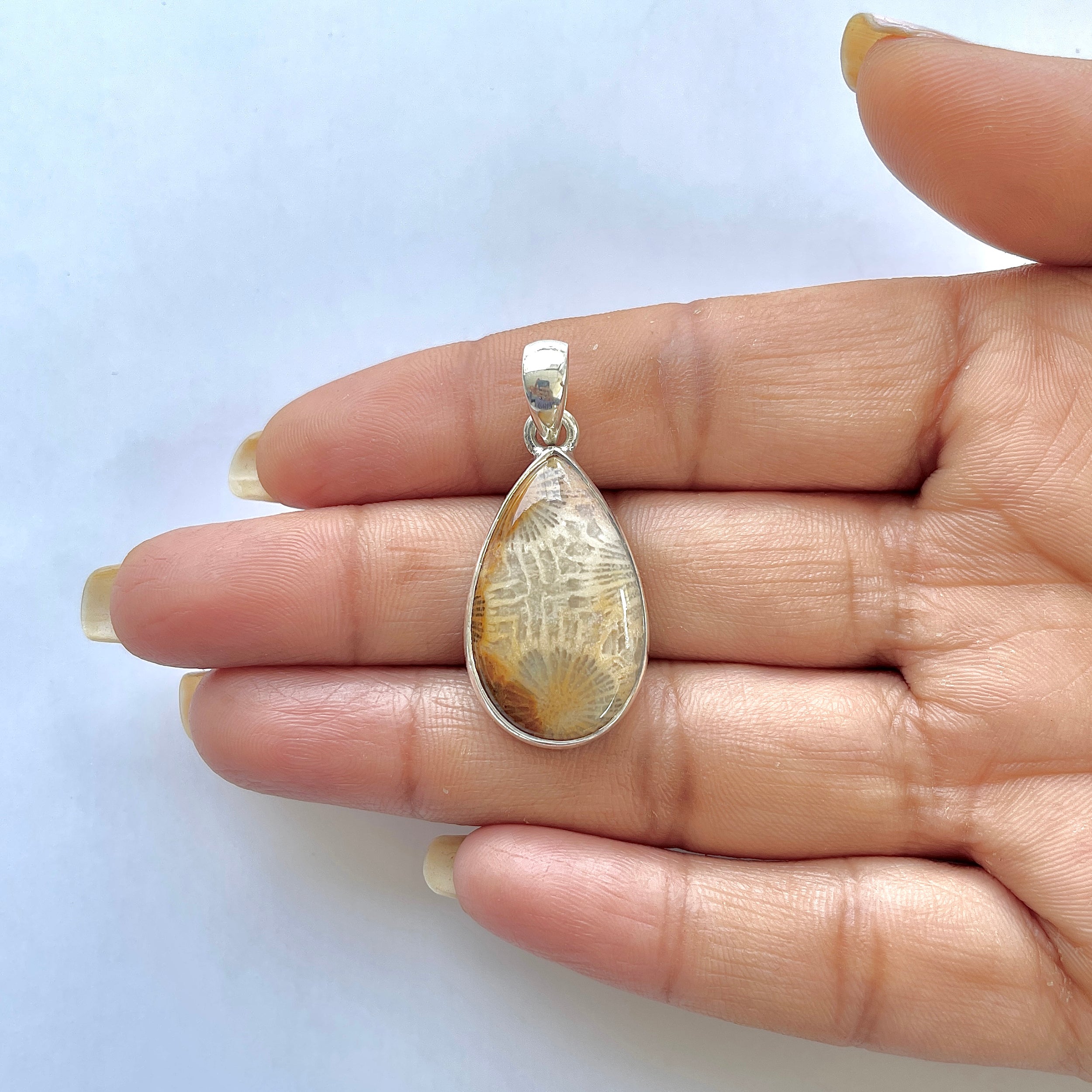 Fossilized Coral Pendant-(FSC-1-13)