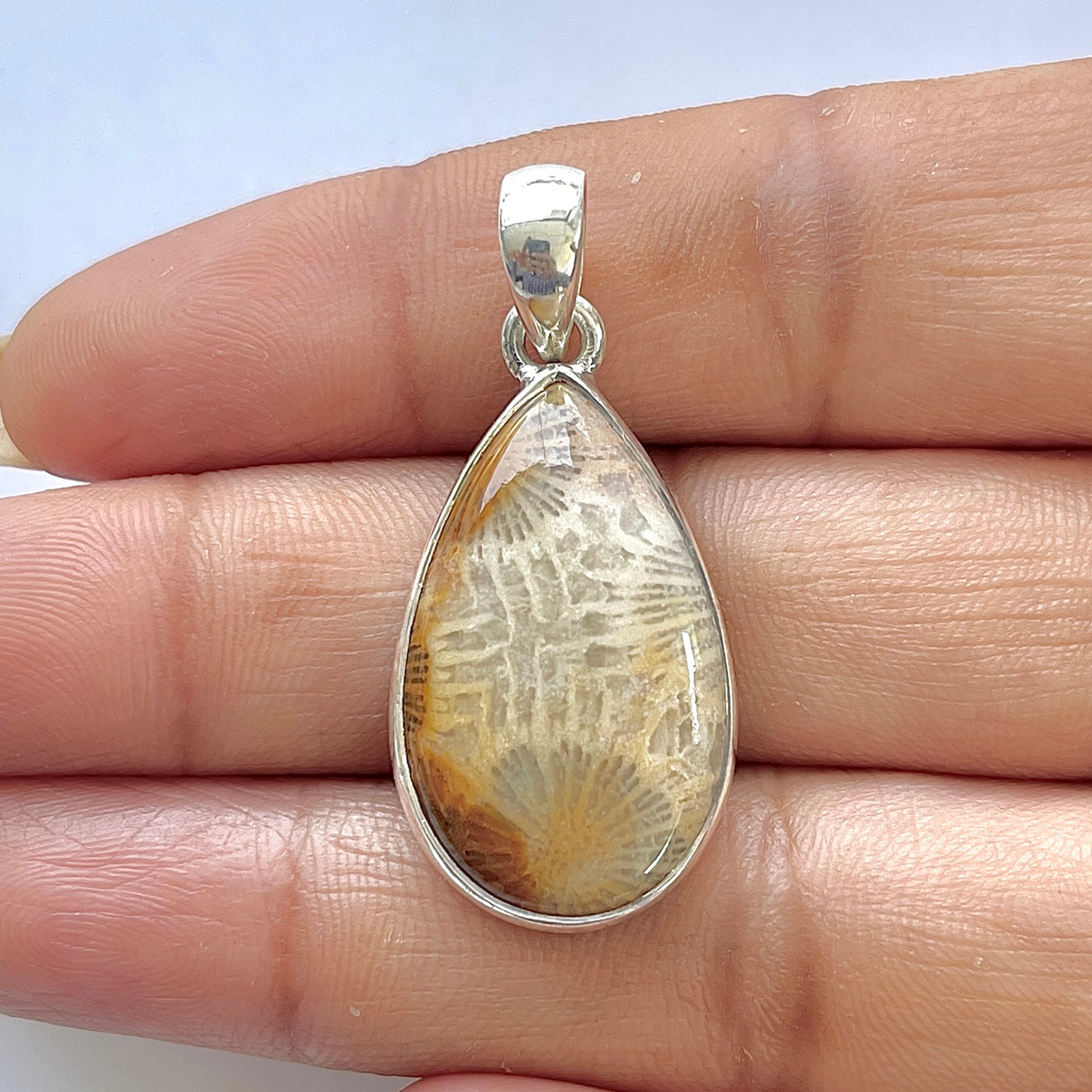 Fossilized Coral Pendant-(FSC-1-13)