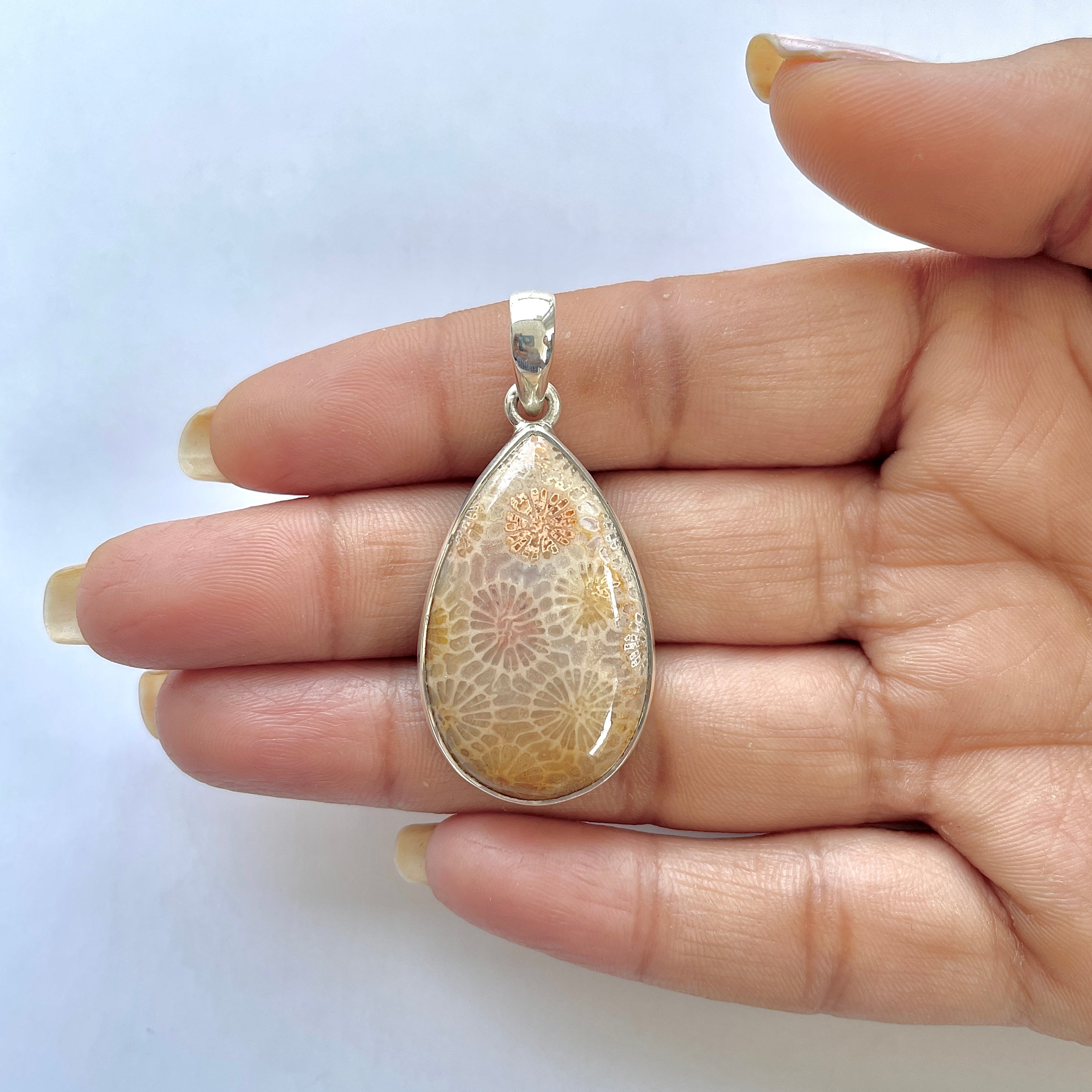 Fossilized Coral Pendant-(FSC-1-15)