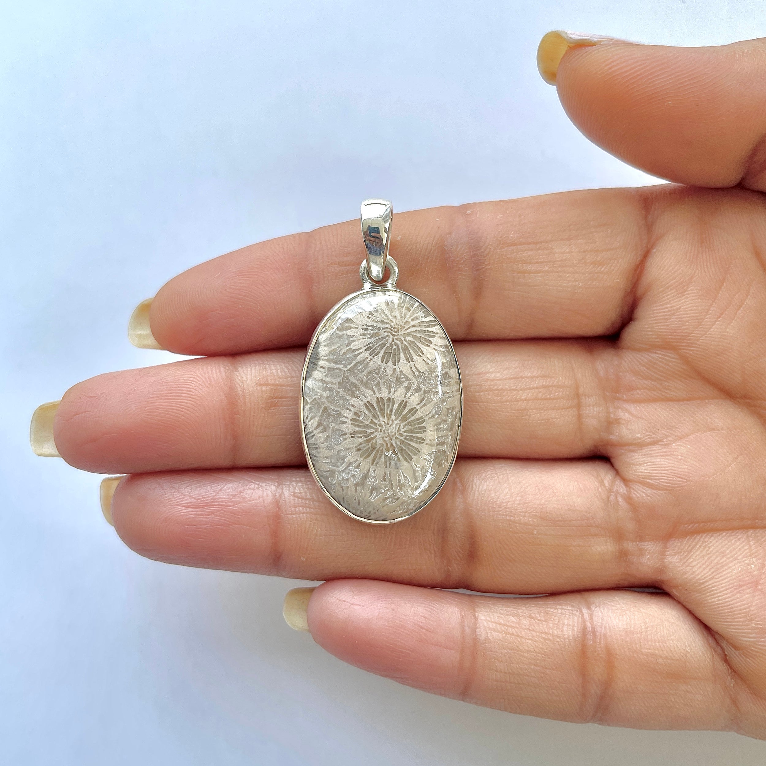 Fossilized Coral Pendant-(FSC-1-17)