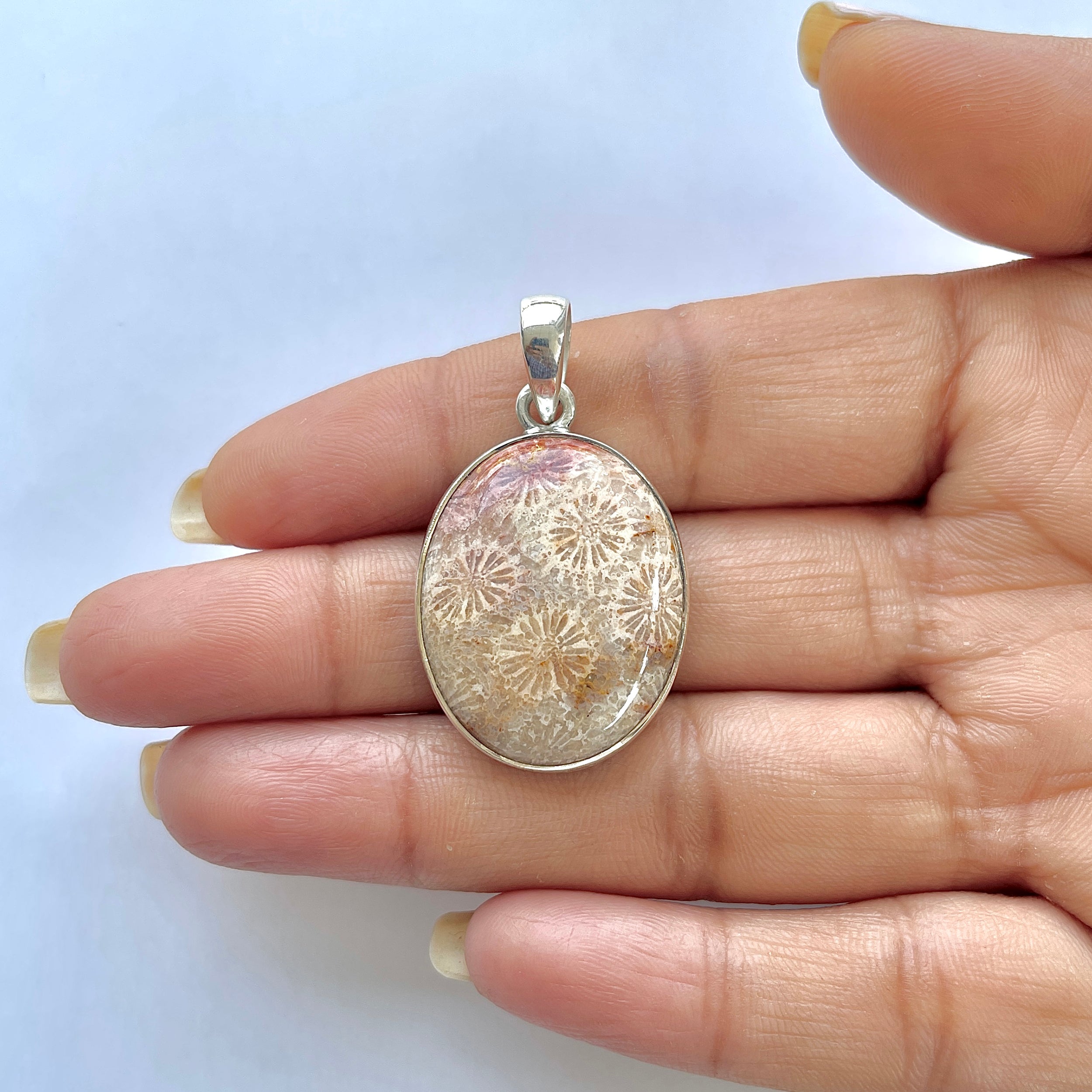 Fossilized Coral Pendant-(FSC-1-2)