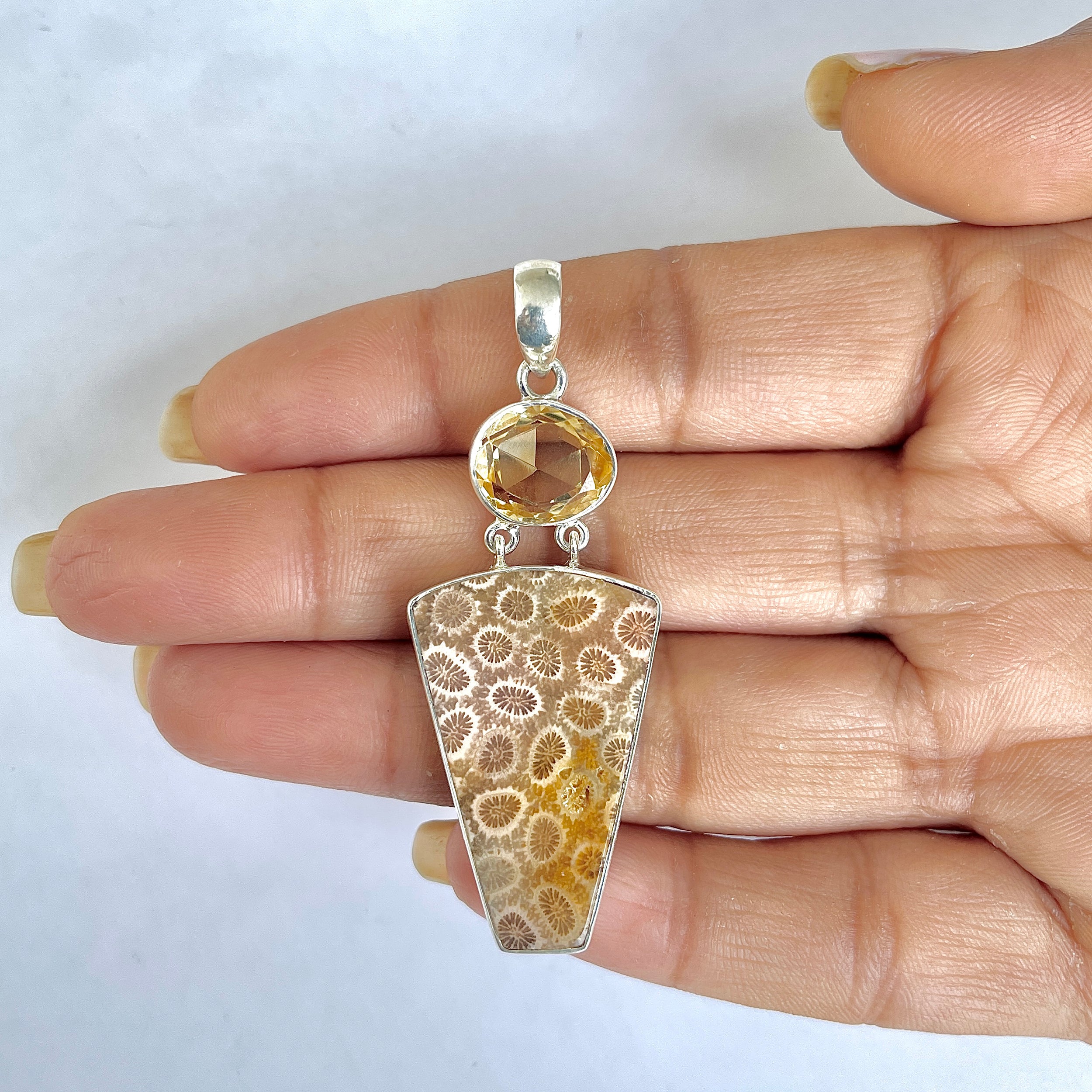 Fossilized Coral Pendant-(FSC-1-22)