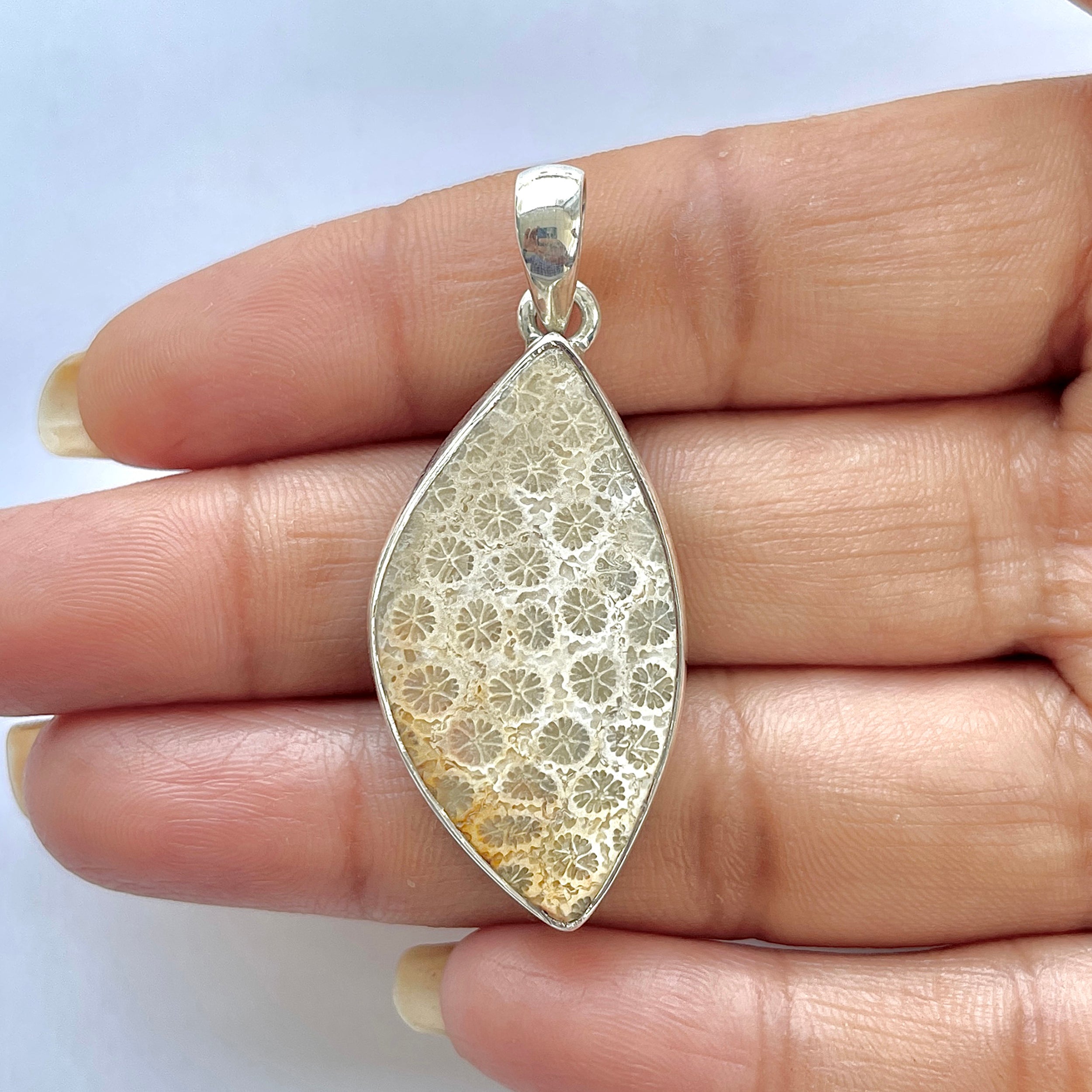 Fossilized Coral Pendant-(FSC-1-24)