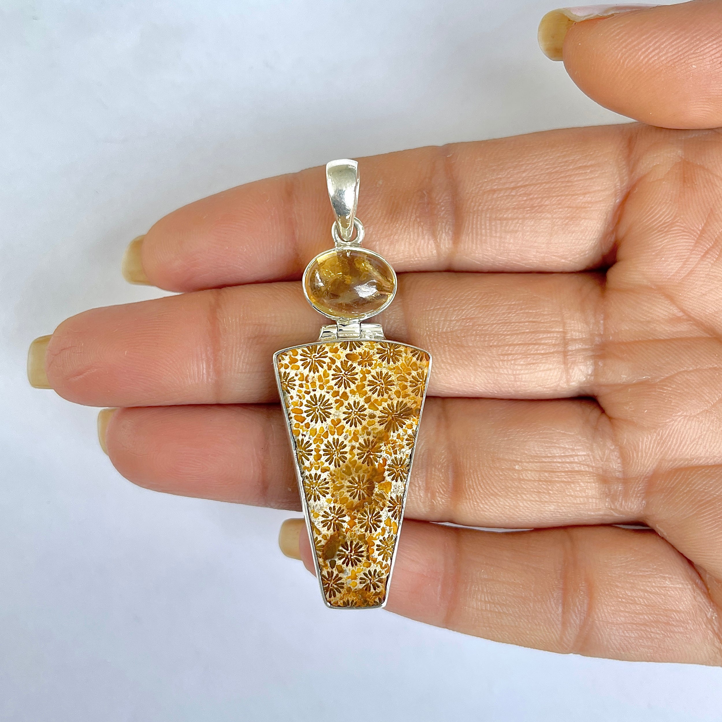 Fossilized Coral Pendant-(FSC-1-4)