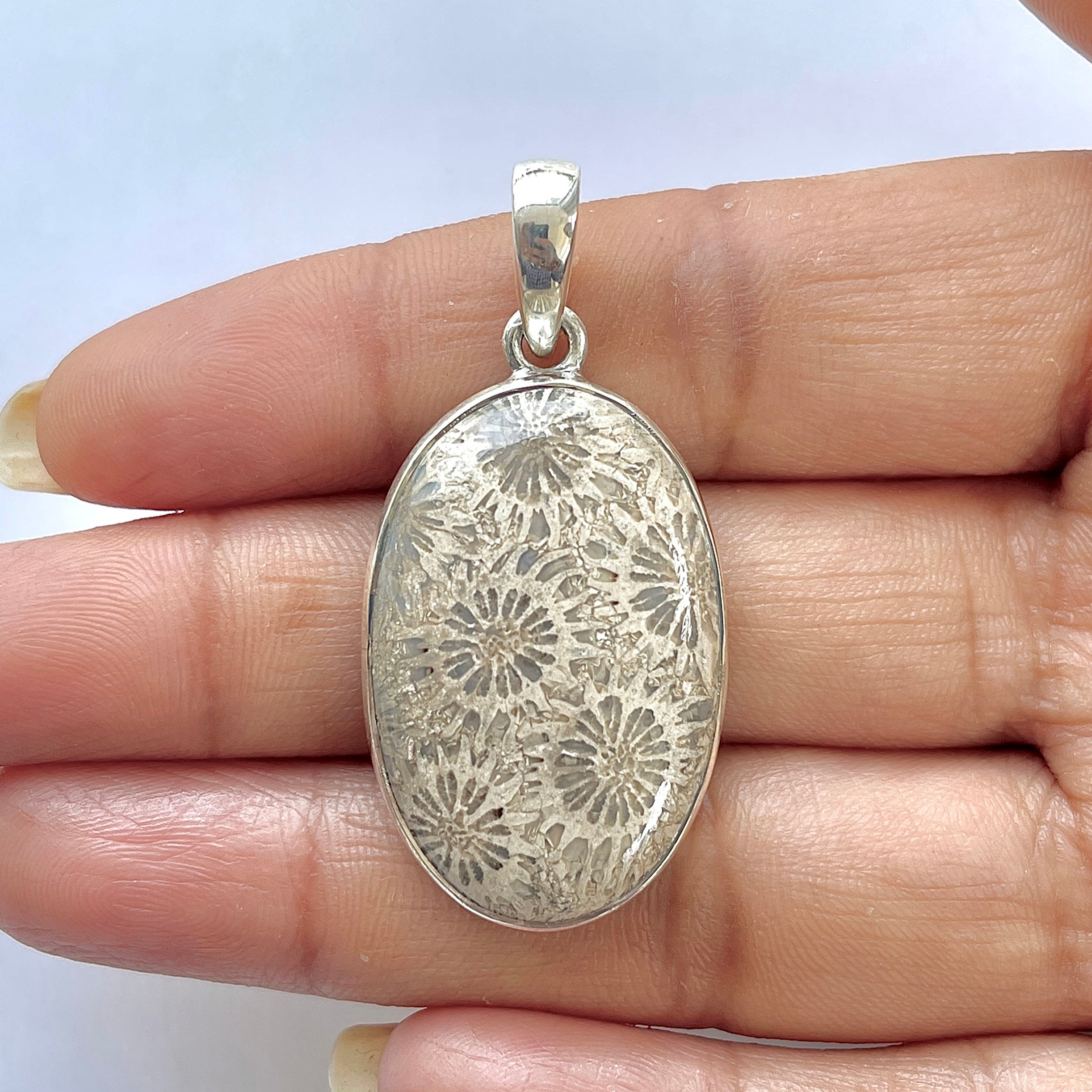 Fossilized Coral Pendant-(FSC-1-7)
