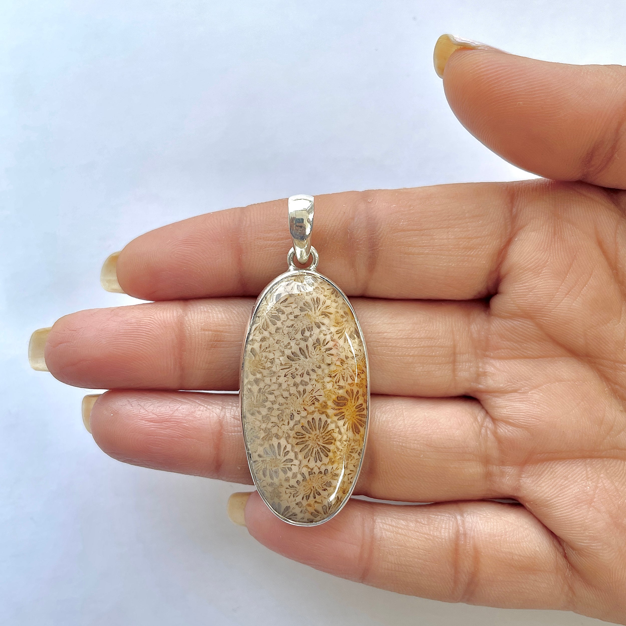 Fossilized Coral Pendant-(FSC-1-8)