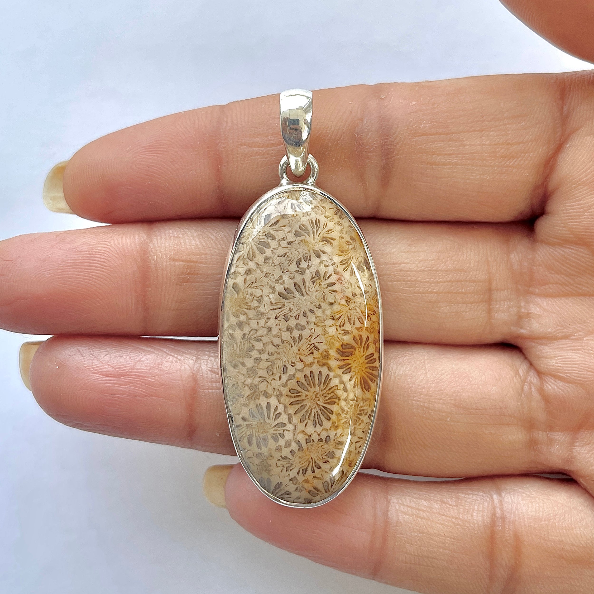 Fossilized Coral Pendant-(FSC-1-8)