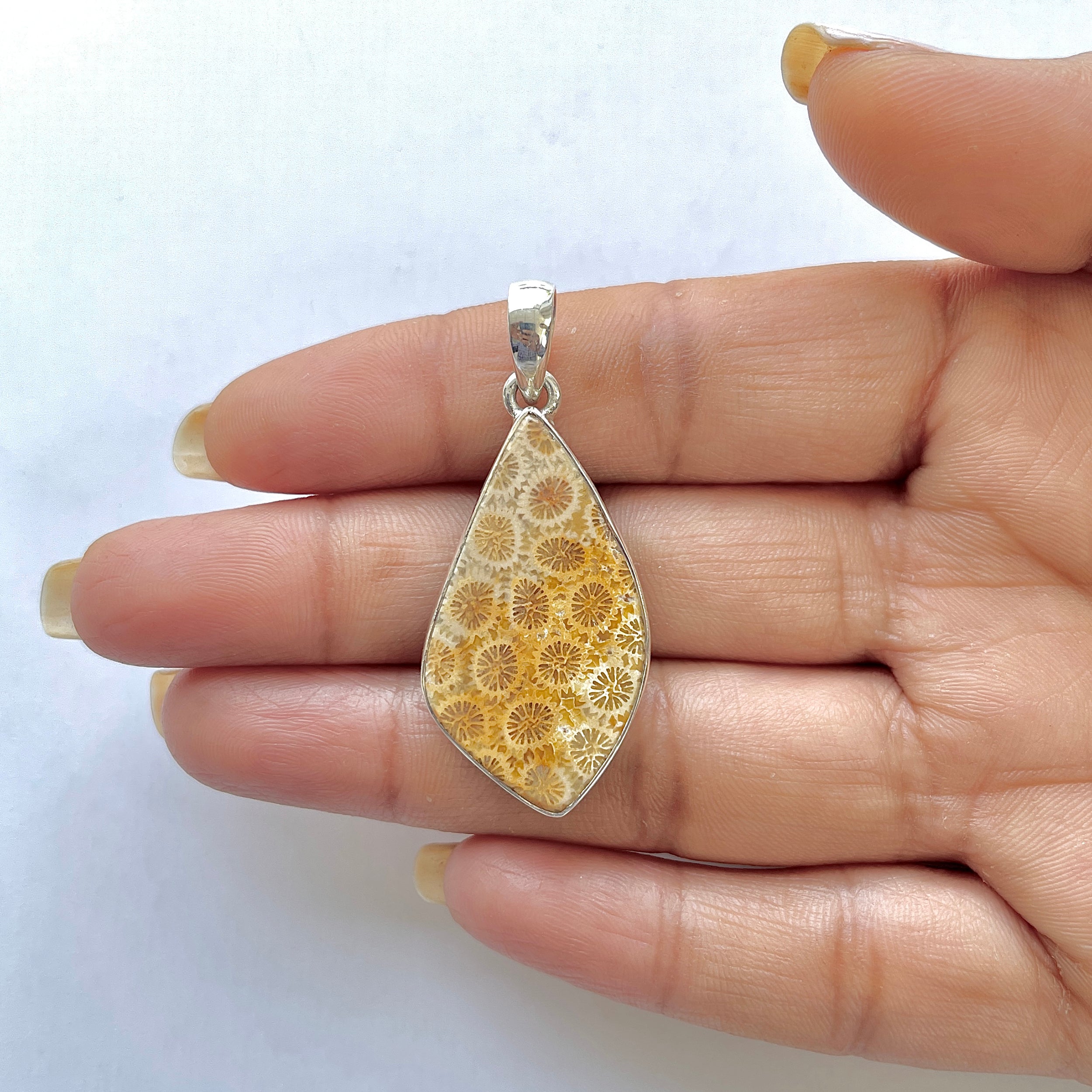 Fossilized Coral Pendant-(FSC-1-9)