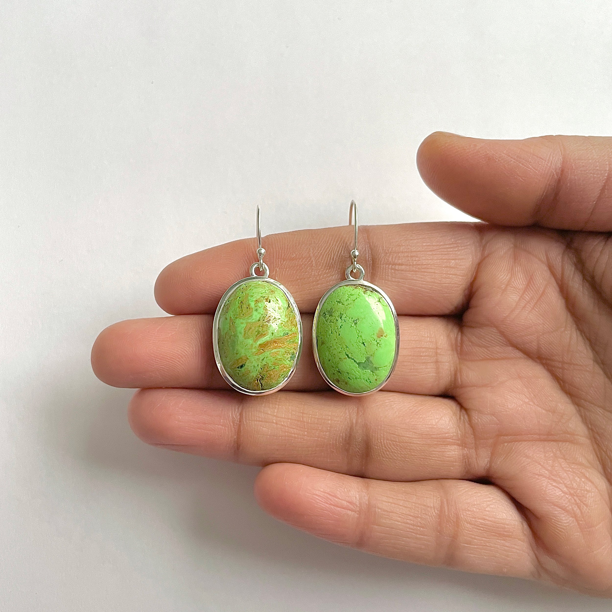 Gaspeite Earring-(GAS-3-8)