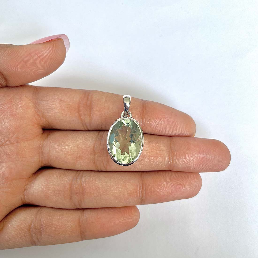Green Amethyst Pendant-(GRA-RDP-467)