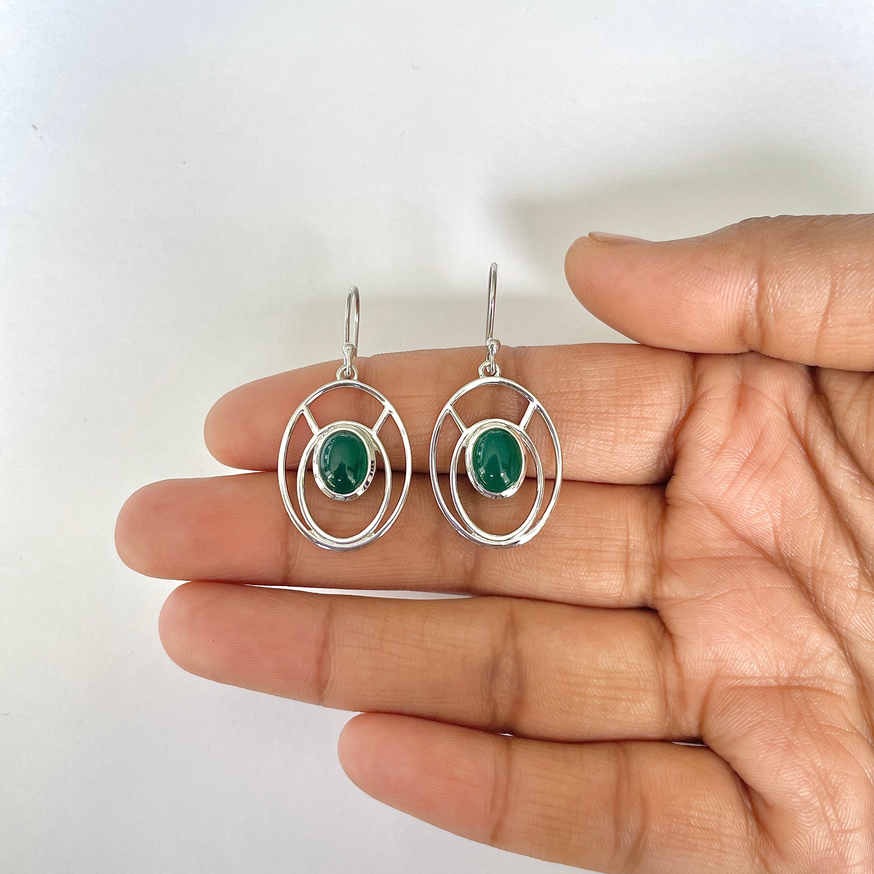 Green Onyx Earring-(GRO-RDE-114)