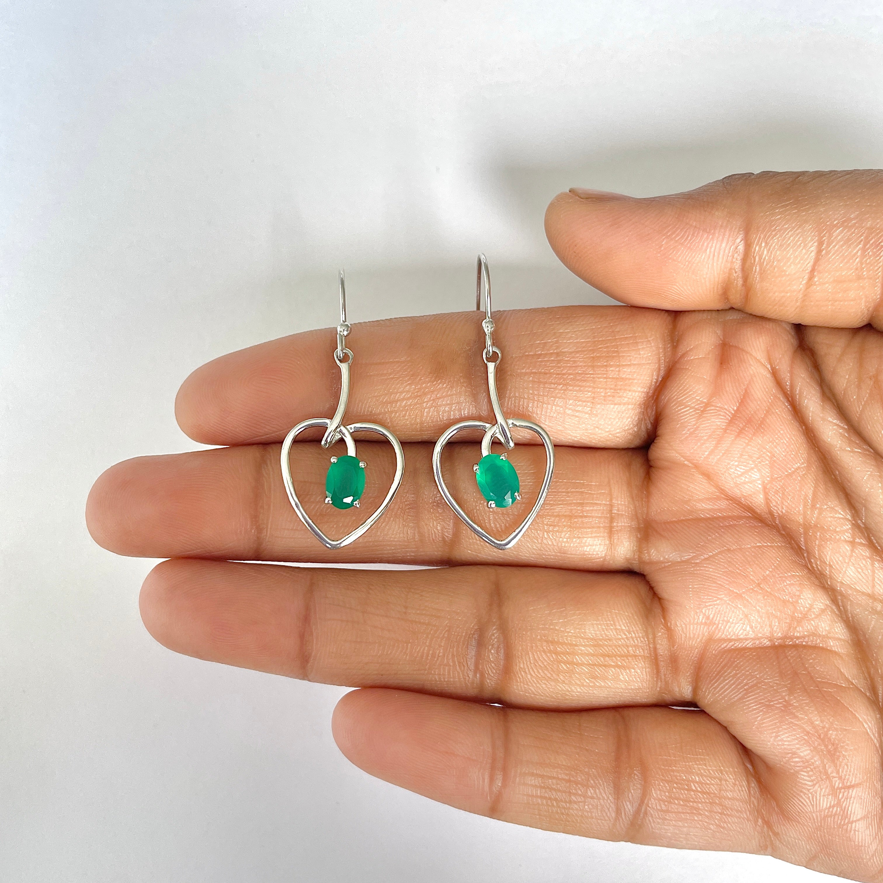 Green Onyx Earring-(GRO-RDE-441)