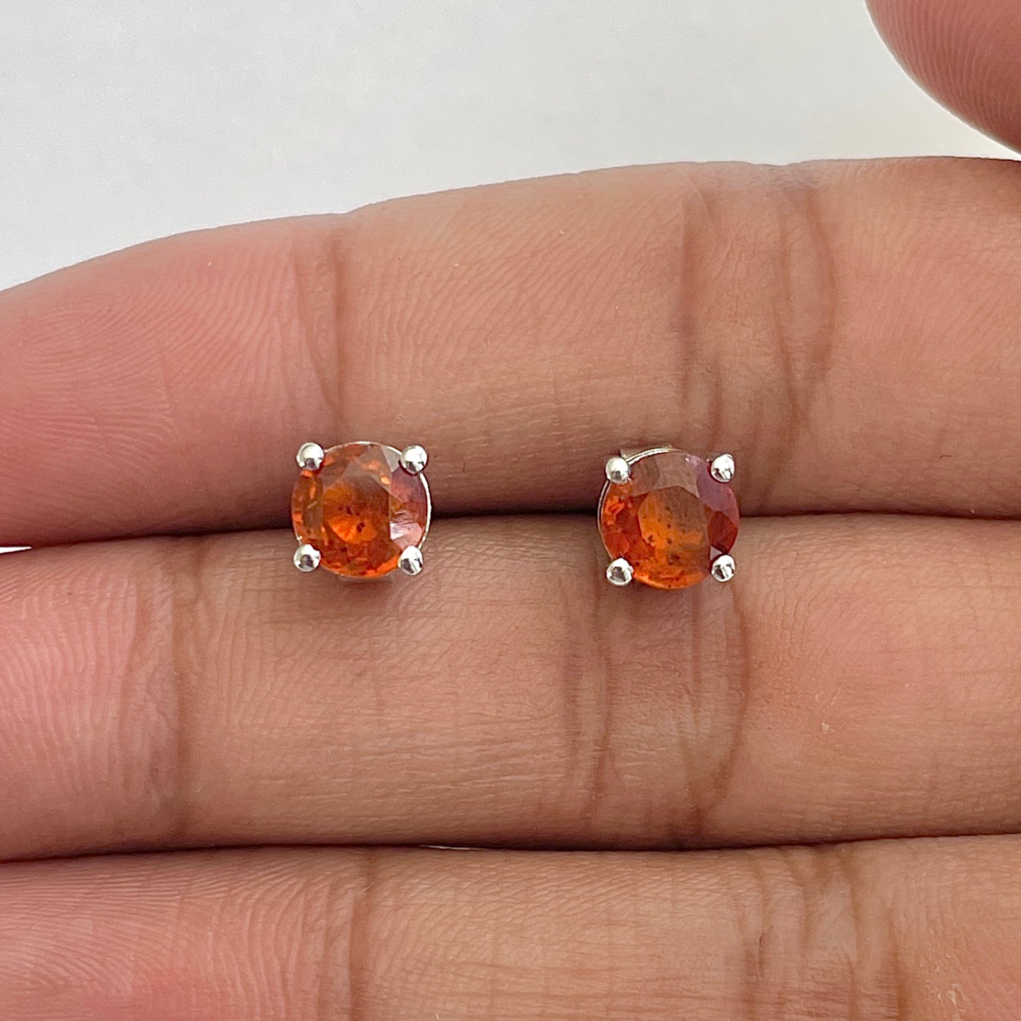 Kyanite Orange Stud Earring-(KYN-RDE-1024-O)
