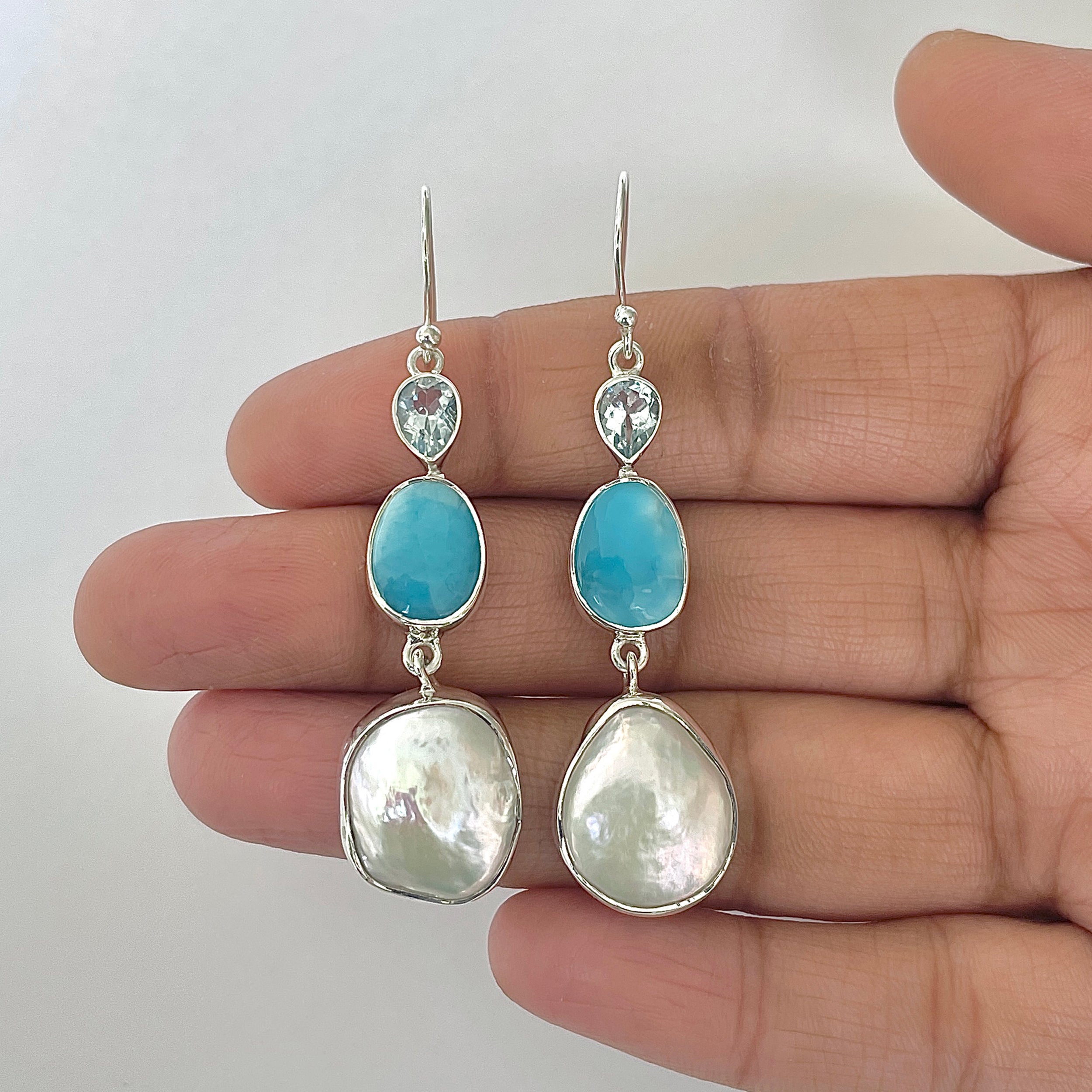Larimar Earring-(LAR-3-33)