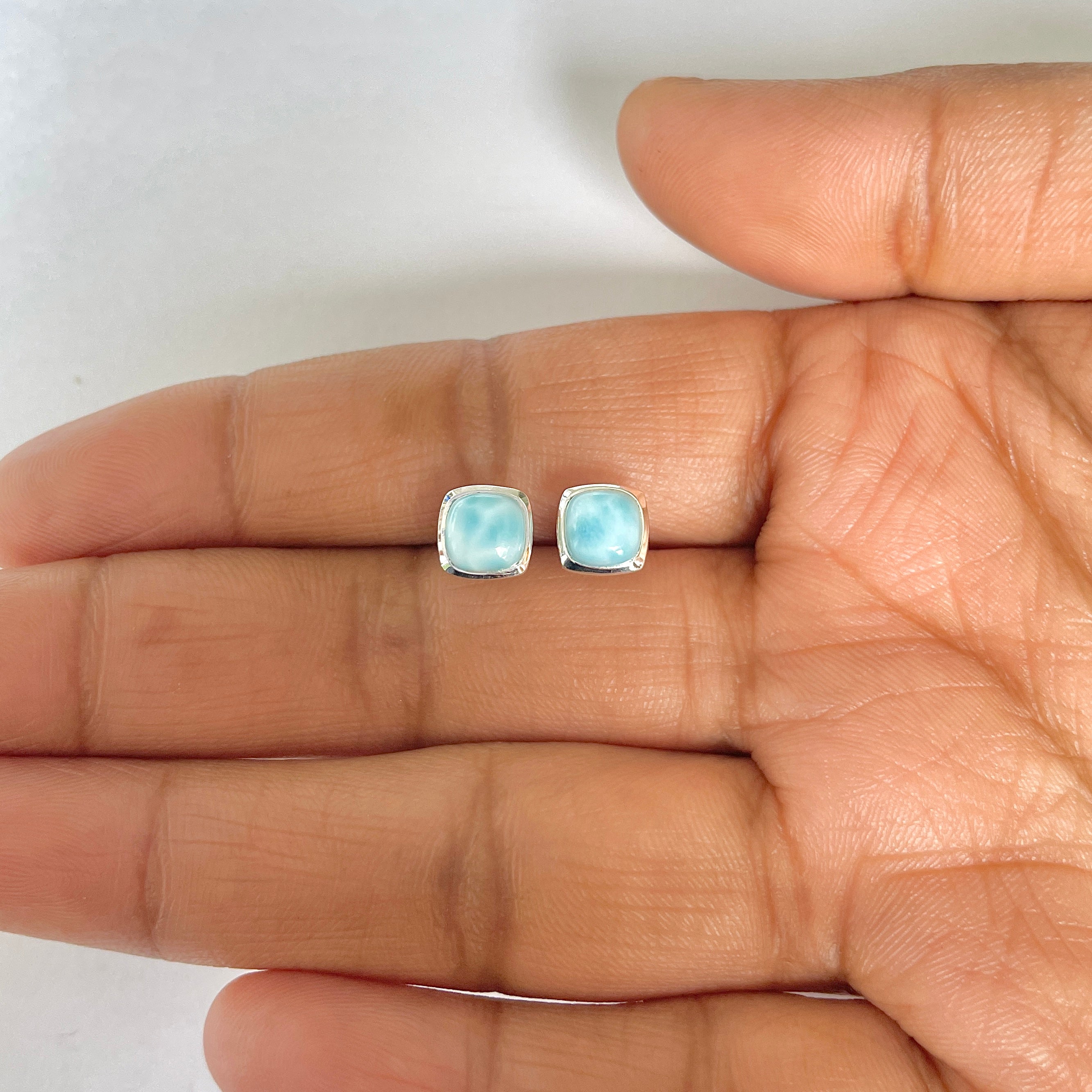 Larimar Stud Earring-(LAR-RDE-1145)