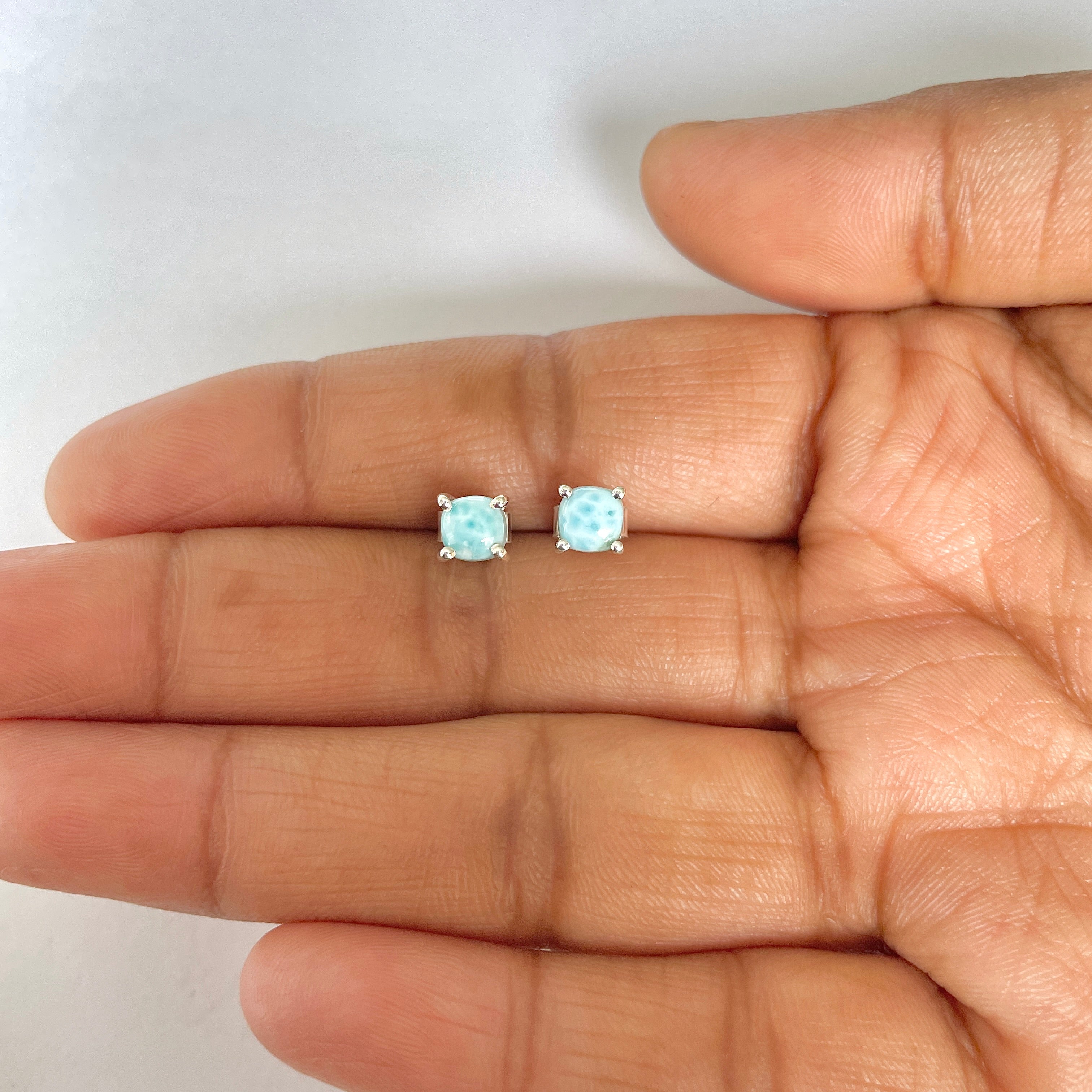 Larimar Stud Earring-(LAR-RDE-1161)
