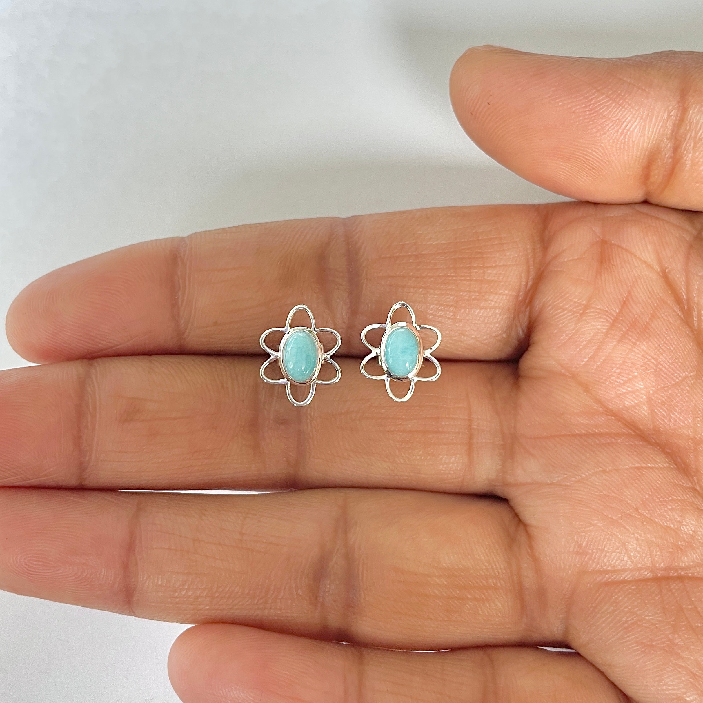 Larimar Stud Earring-(LAR-RDE-12)