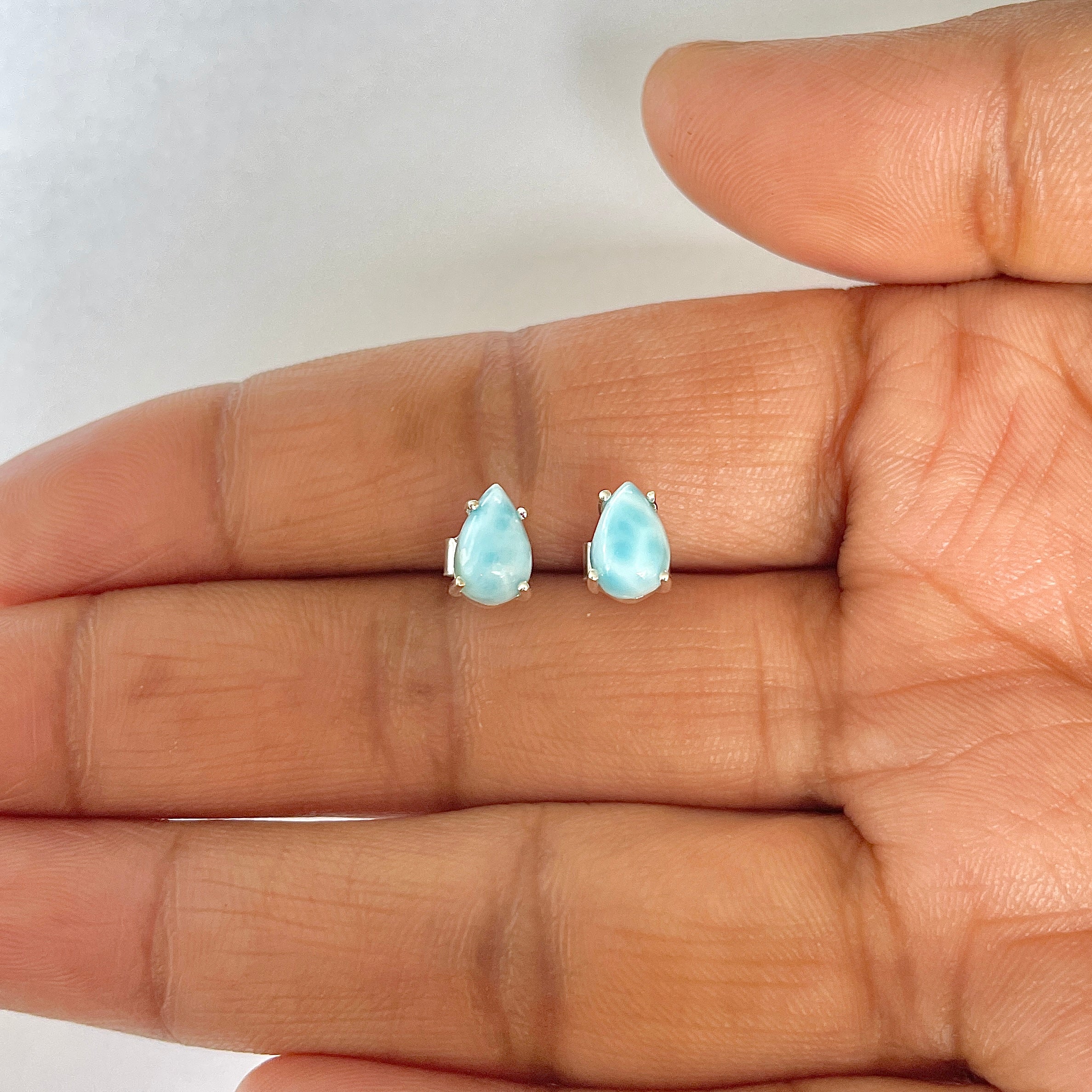Larimar Stud Earring-(LAR-RDE-1207)