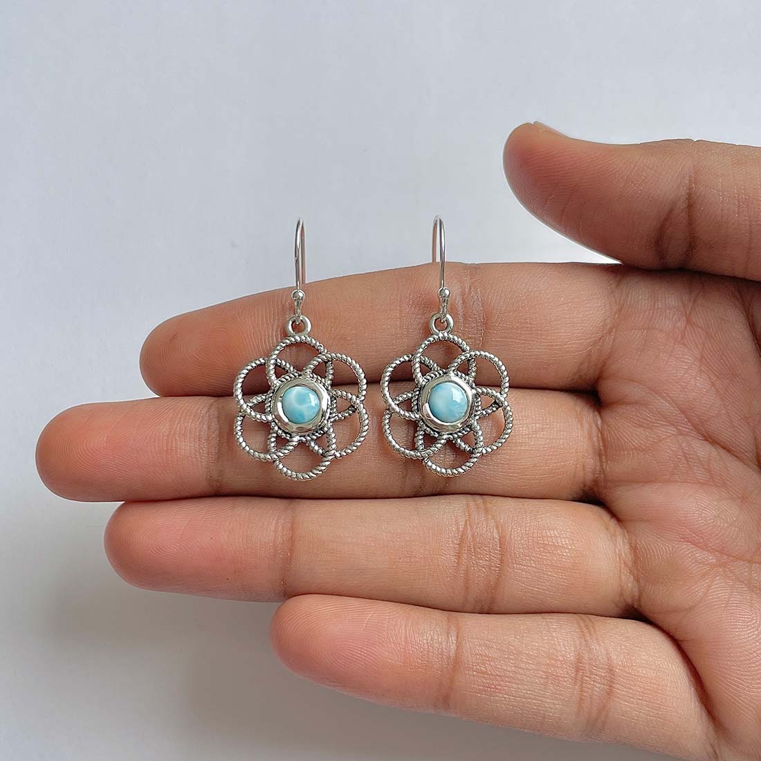 Larimar Earring-(LAR-RDE-205)