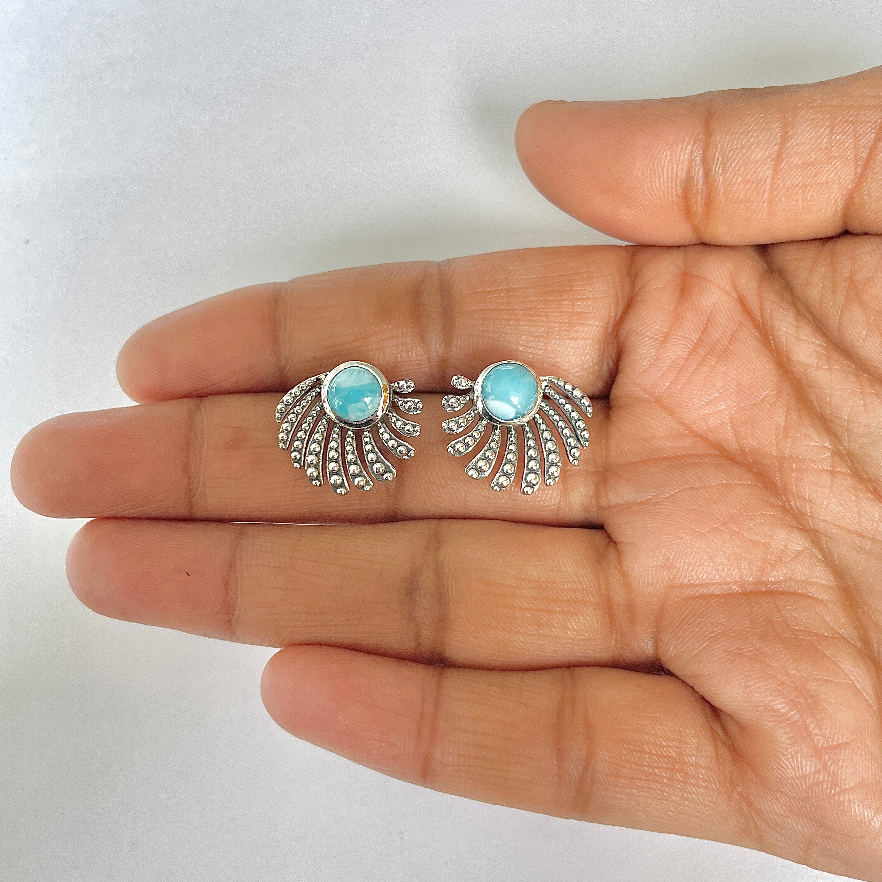 Larimar Stud Earring-(LAR-RDE-71)