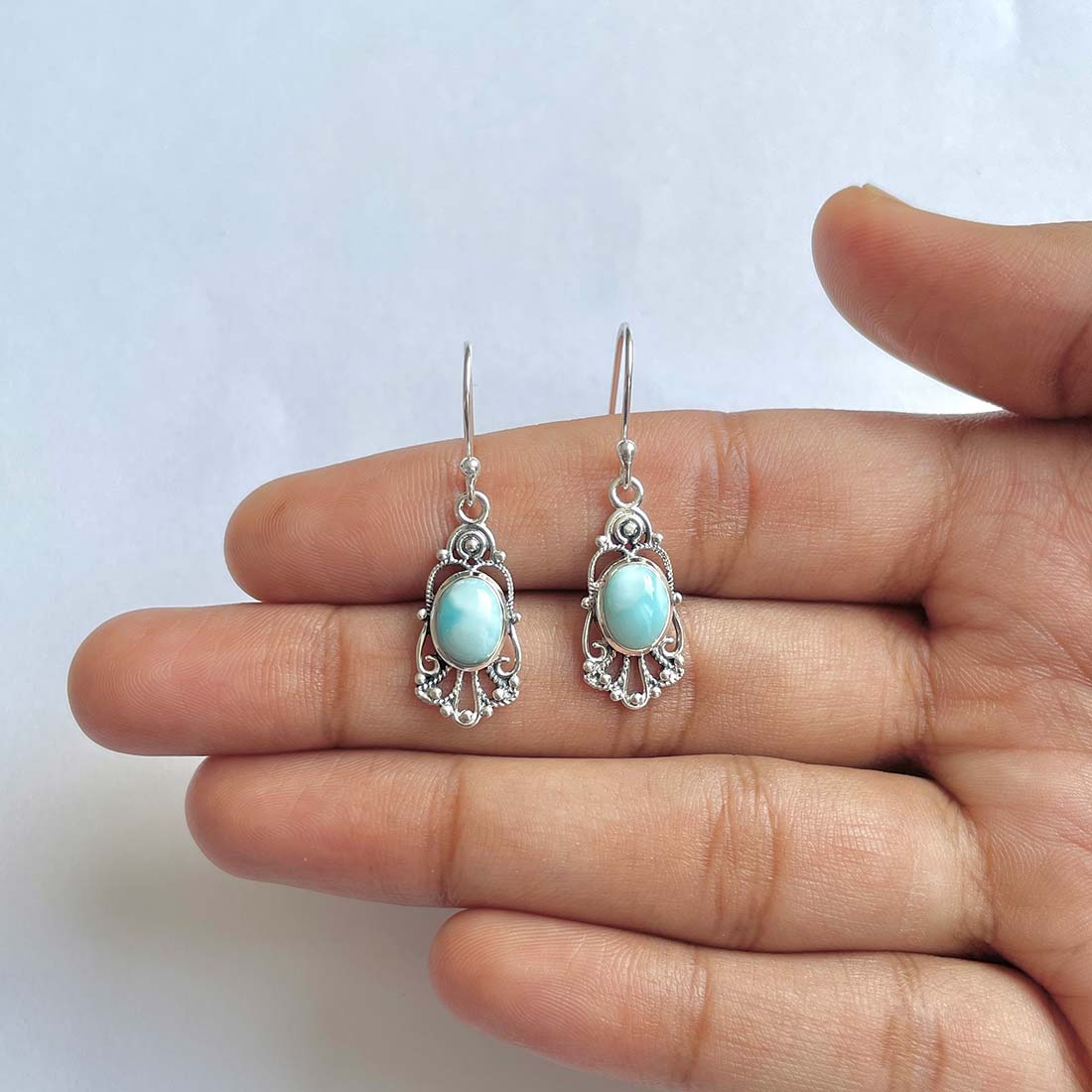 Larimar Earring-(LAR-RDE-95)