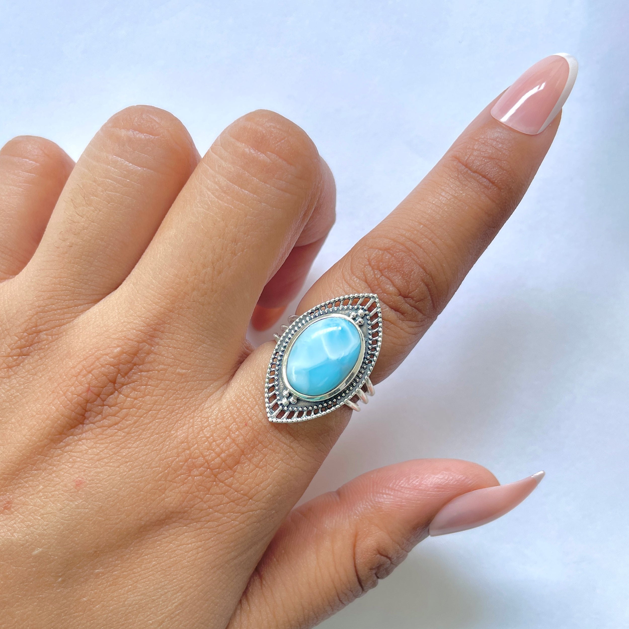 Larimar Ring-(LAR-RDR-87.)