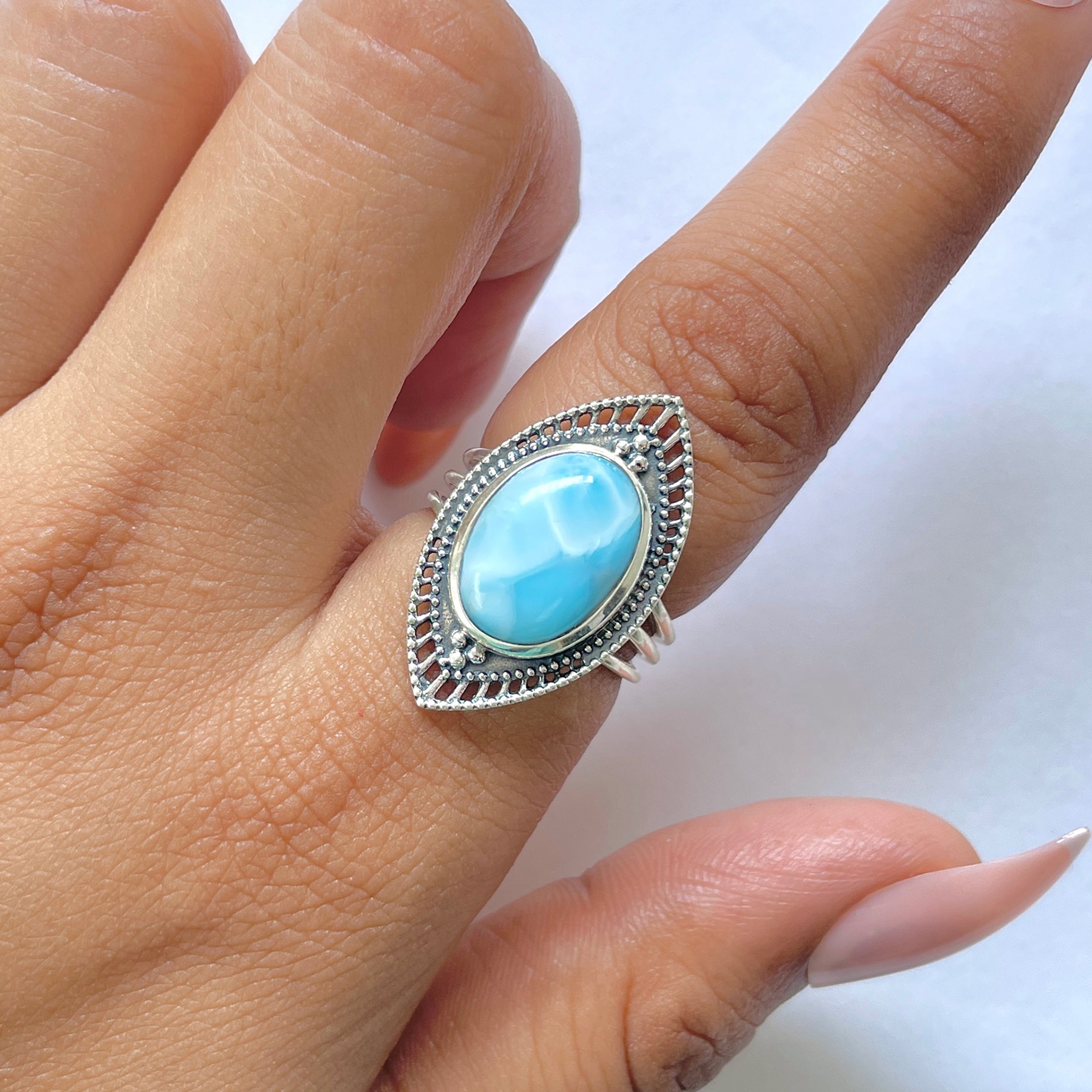 Larimar Ring-(LAR-RDR-87.)